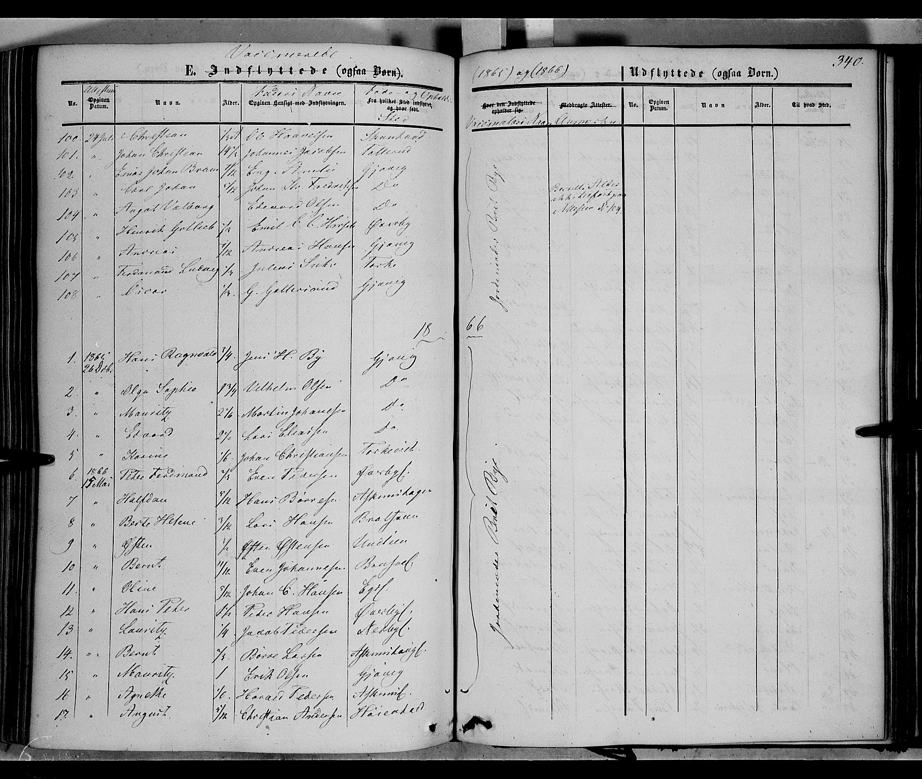 Vardal prestekontor, SAH/PREST-100/H/Ha/Haa/L0006: Parish register (official) no. 6, 1854-1866, p. 340
