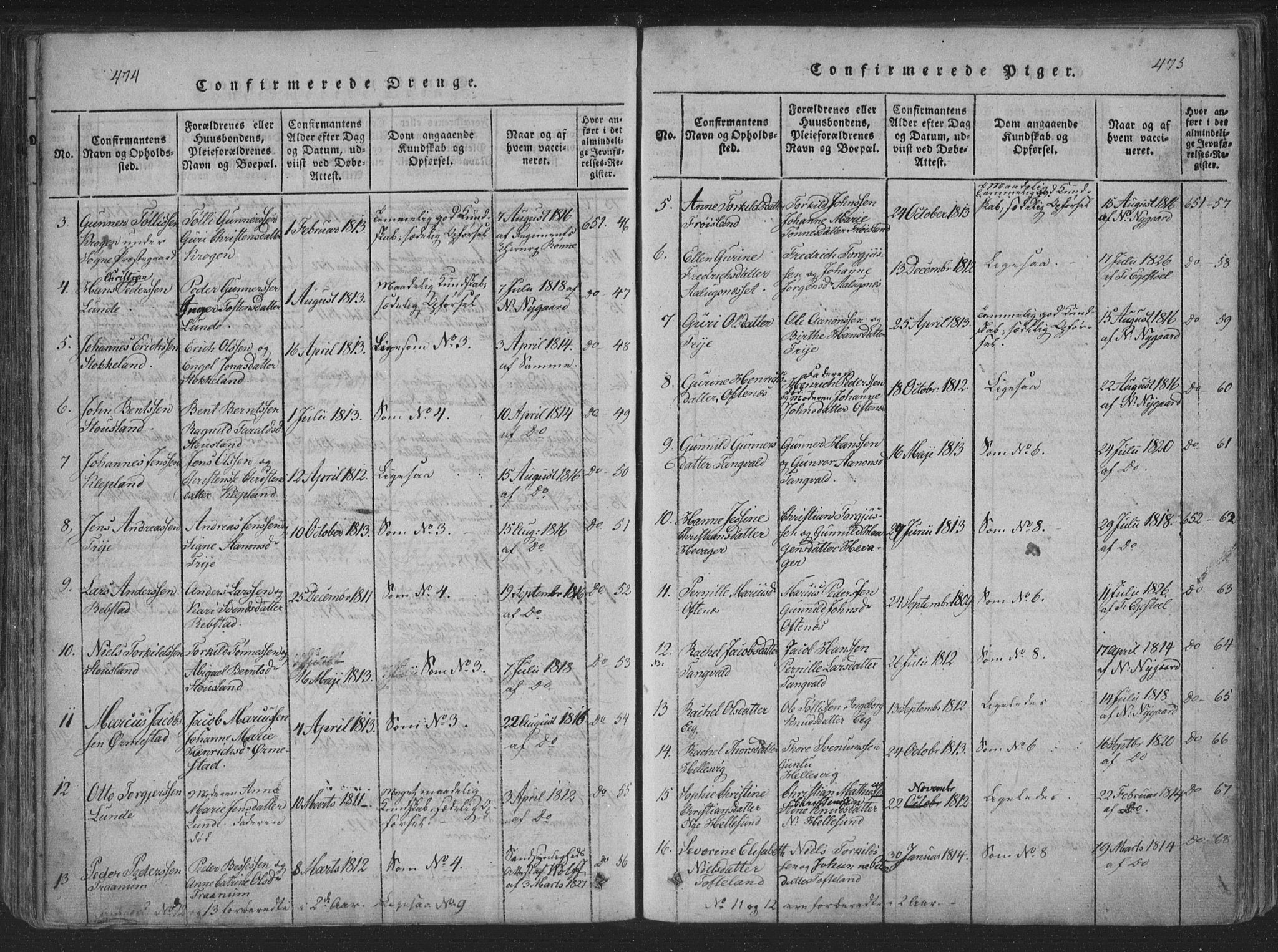 Søgne sokneprestkontor, SAK/1111-0037/F/Fa/Fab/L0008: Parish register (official) no. A 8, 1821-1838, p. 474-475