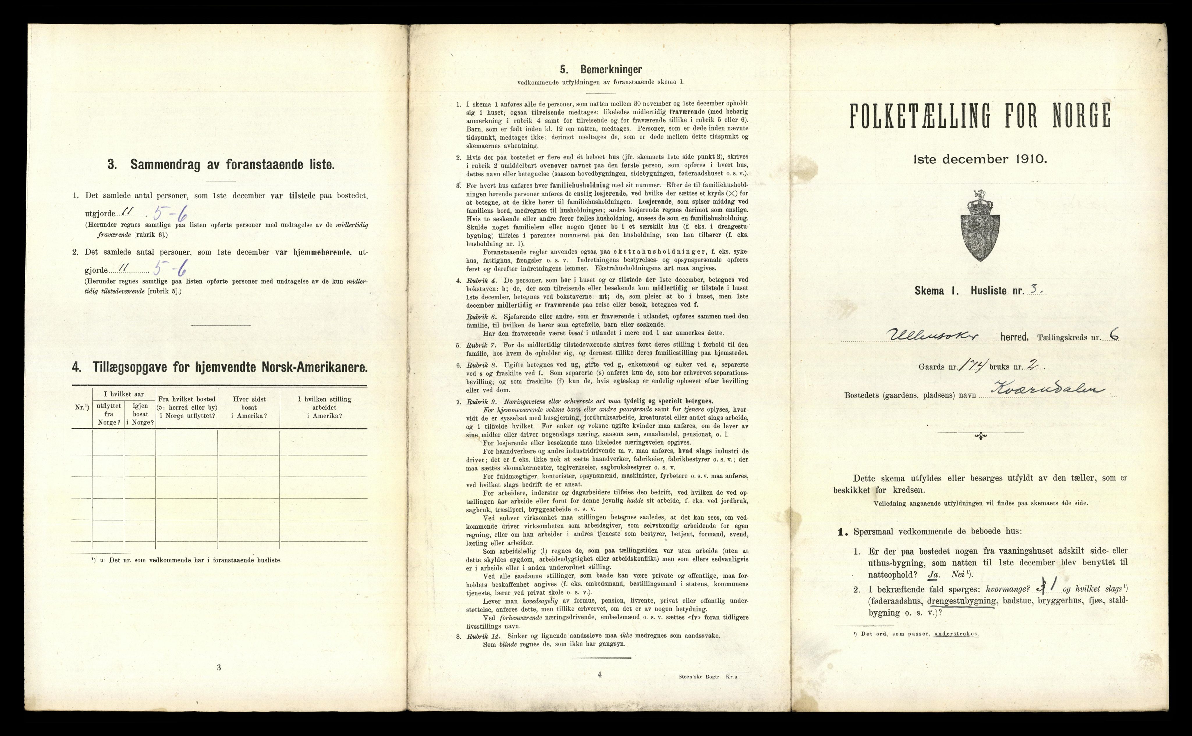 RA, 1910 census for Ullensaker, 1910, p. 1197