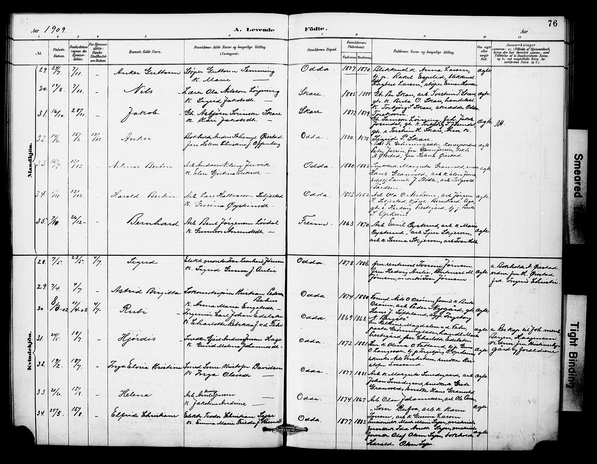 Odda Sokneprestembete, SAB/A-77201/H/Hab: Parish register (copy) no. A 7, 1887-1912, p. 76