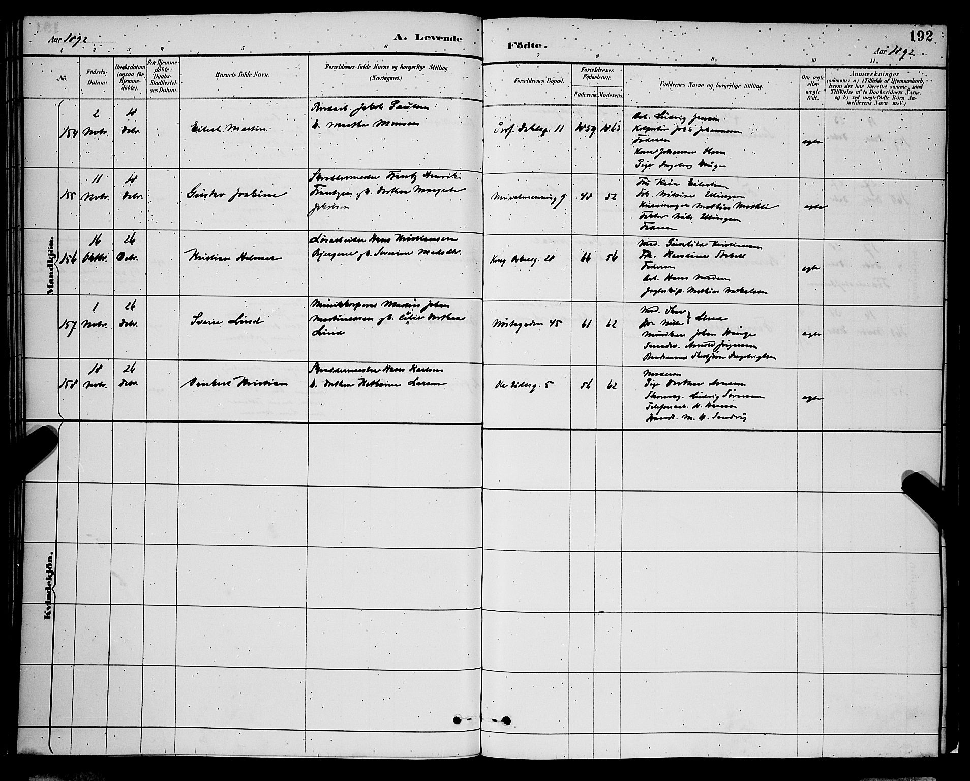 Korskirken sokneprestembete, AV/SAB-A-76101/H/Hab: Parish register (copy) no. B 9, 1887-1896, p. 192