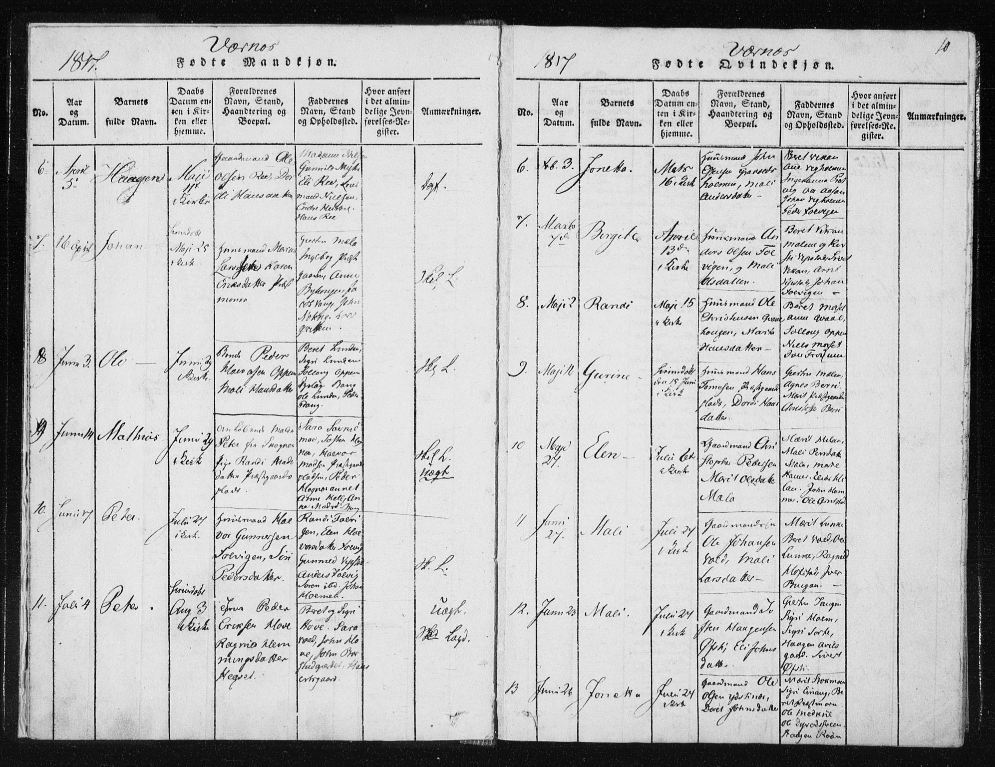 Ministerialprotokoller, klokkerbøker og fødselsregistre - Nord-Trøndelag, SAT/A-1458/709/L0061: Parish register (official) no. 709A08 /1, 1815-1819, p. 10