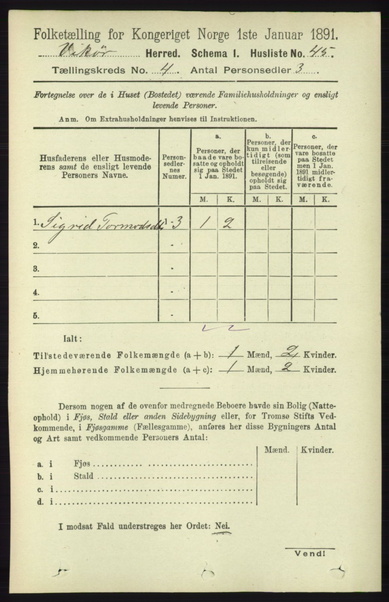 RA, 1891 census for 1238 Vikør, 1891, p. 1079