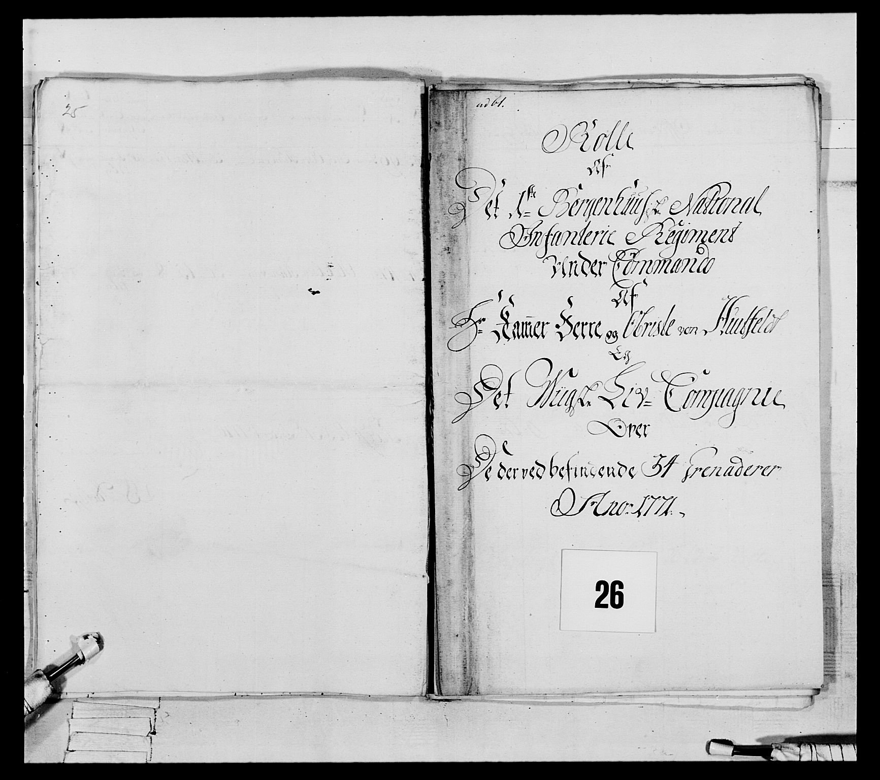 Generalitets- og kommissariatskollegiet, Det kongelige norske kommissariatskollegium, RA/EA-5420/E/Eh/L0089: 1. Bergenhusiske nasjonale infanteriregiment, 1769-1773, p. 176