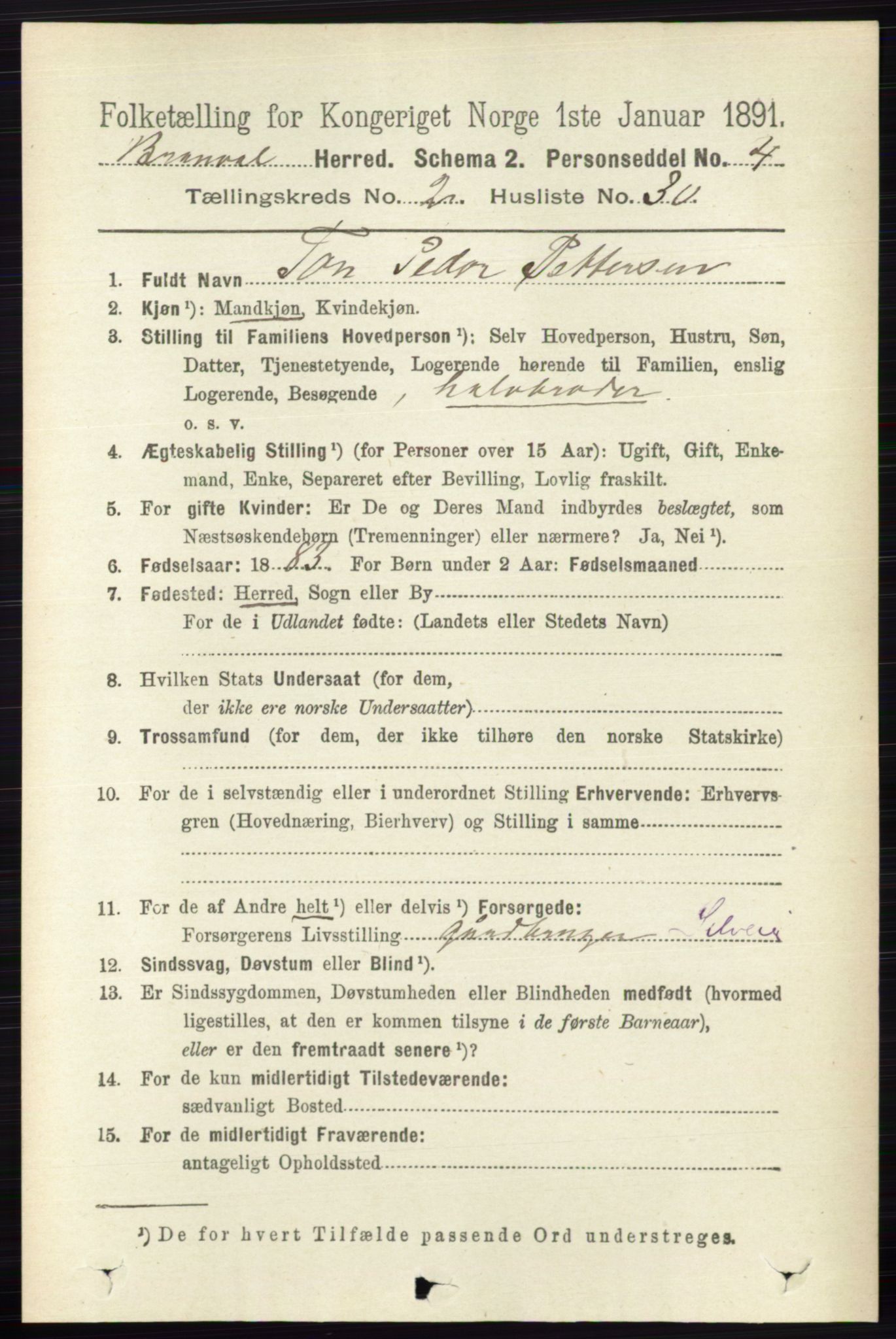 RA, 1891 census for 0422 Brandval, 1891, p. 979