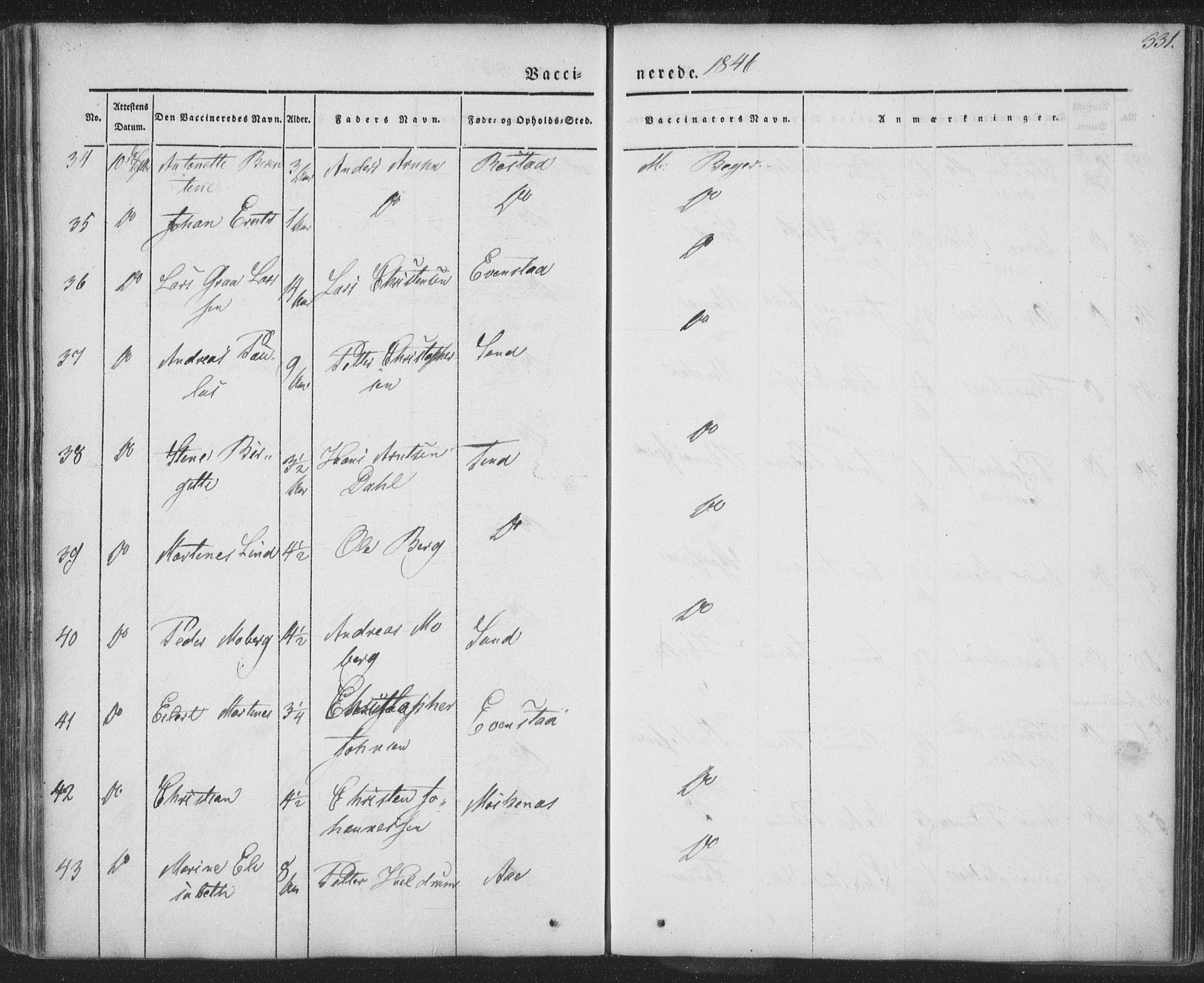 Ministerialprotokoller, klokkerbøker og fødselsregistre - Nordland, AV/SAT-A-1459/885/L1202: Parish register (official) no. 885A03, 1838-1859, p. 331