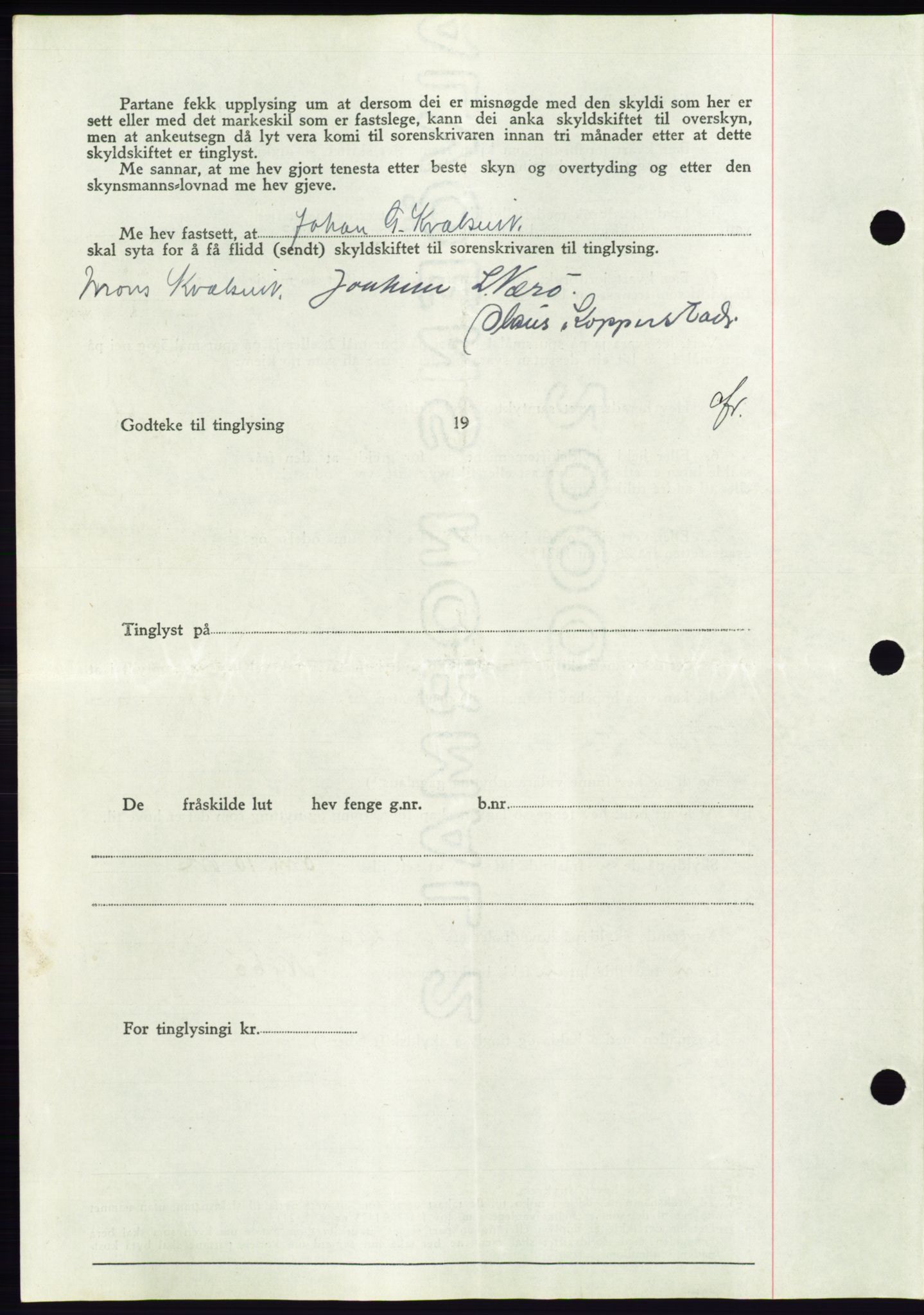 Søre Sunnmøre sorenskriveri, AV/SAT-A-4122/1/2/2C/L0071: Mortgage book no. 65, 1941-1941, Diary no: : 916/1941