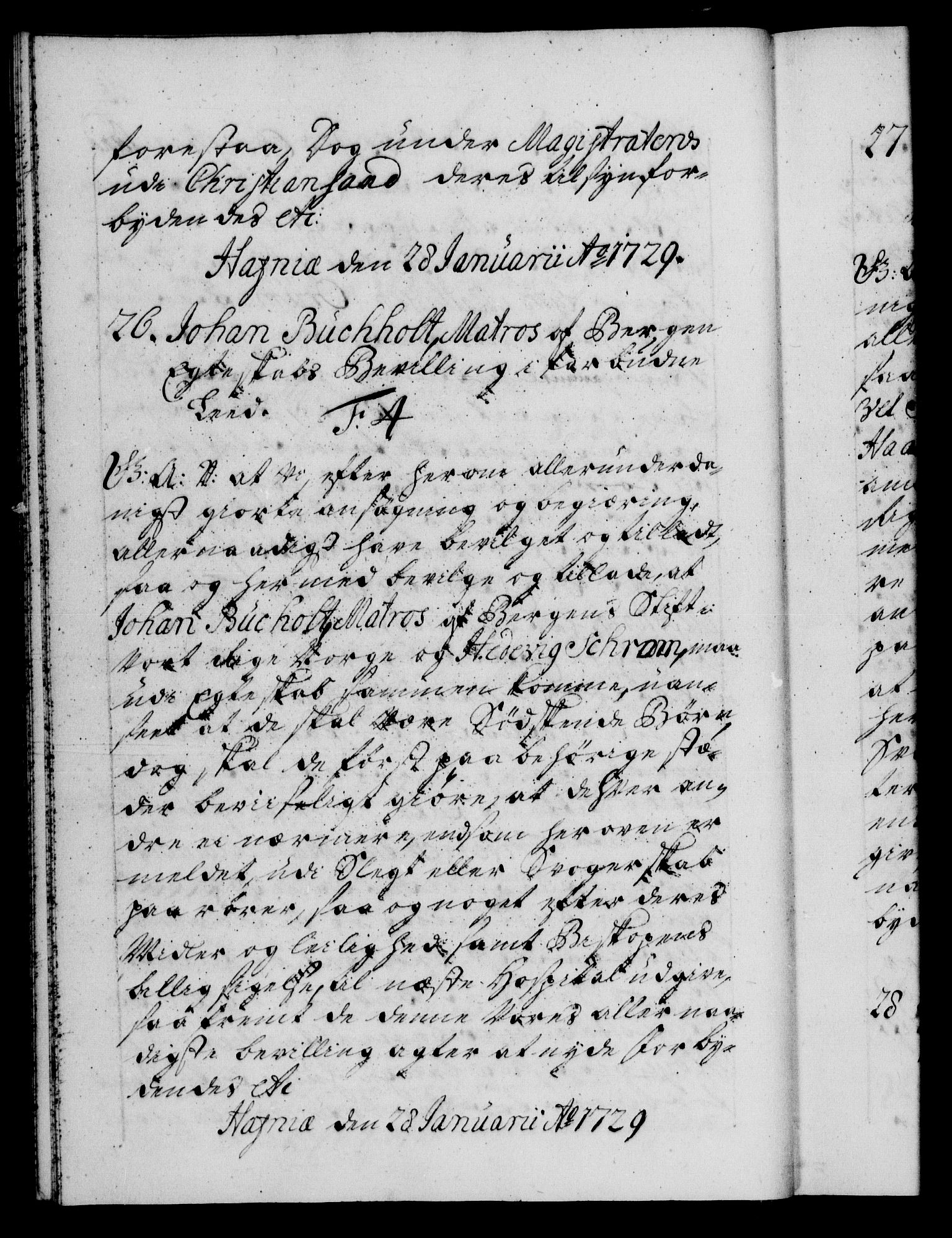 Danske Kanselli 1572-1799, AV/RA-EA-3023/F/Fc/Fca/Fcaa/L0026: Norske registre, 1729-1730, p. 15b