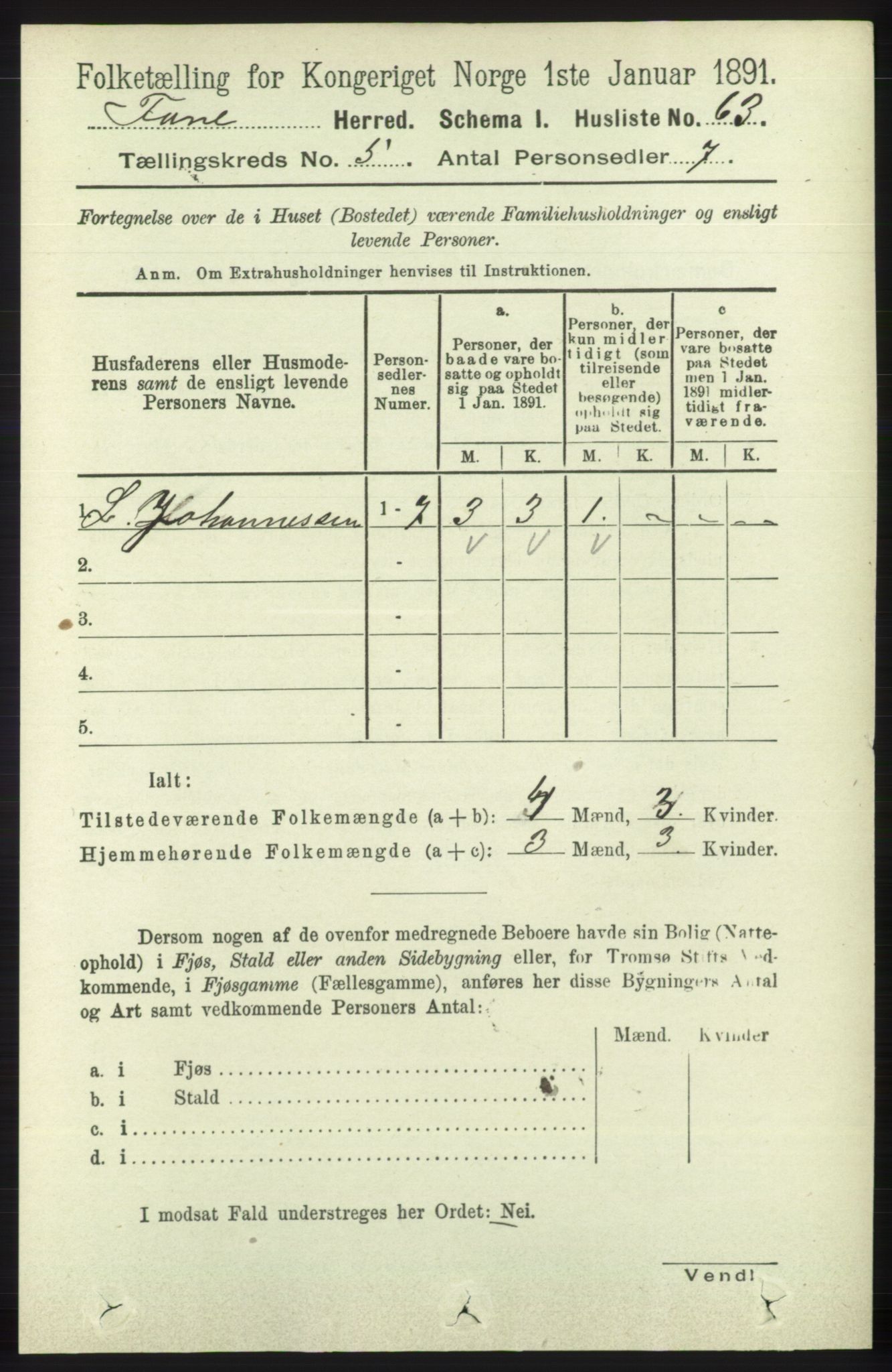 RA, 1891 census for 1249 Fana, 1891, p. 2042