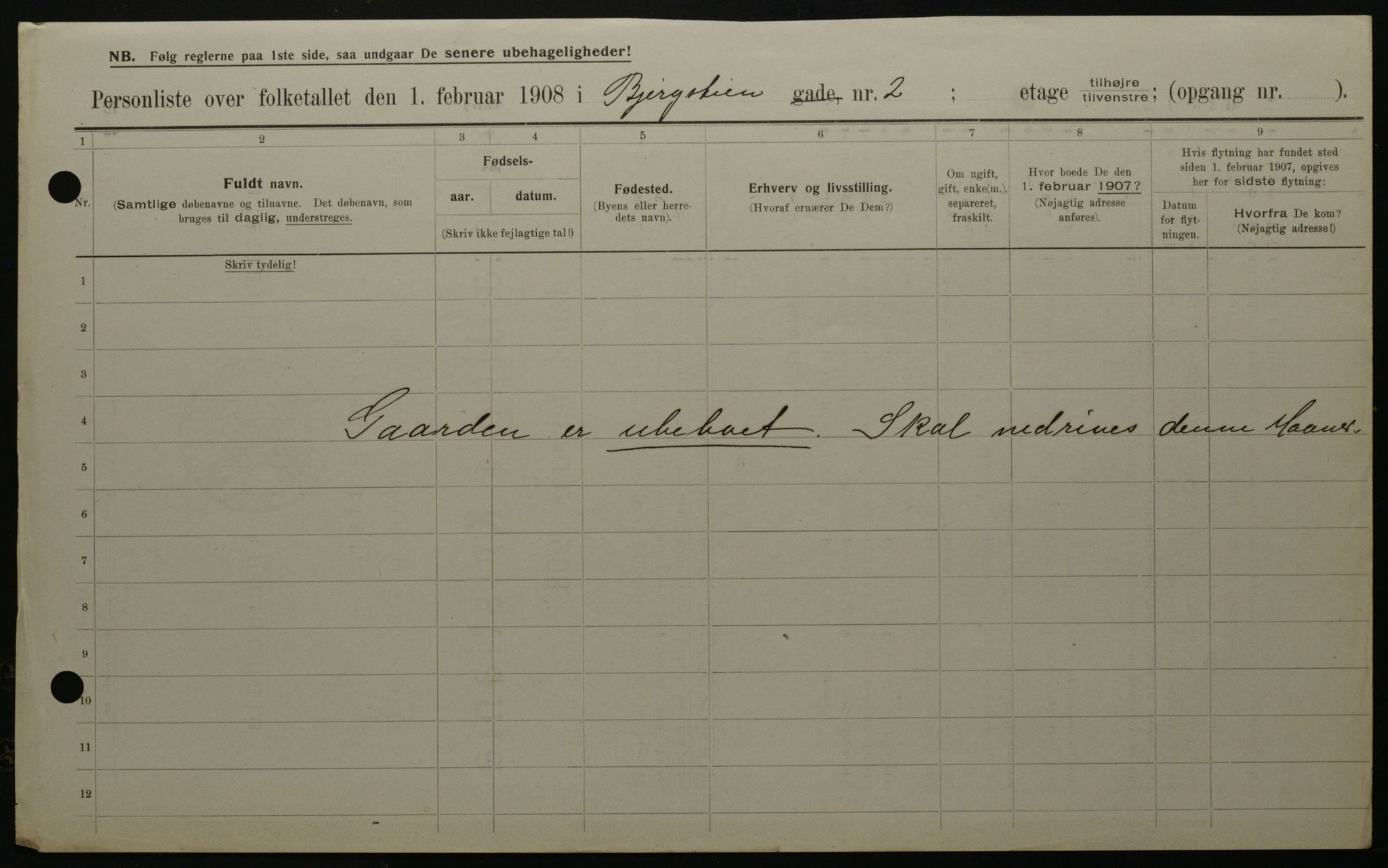 OBA, Municipal Census 1908 for Kristiania, 1908, p. 4325