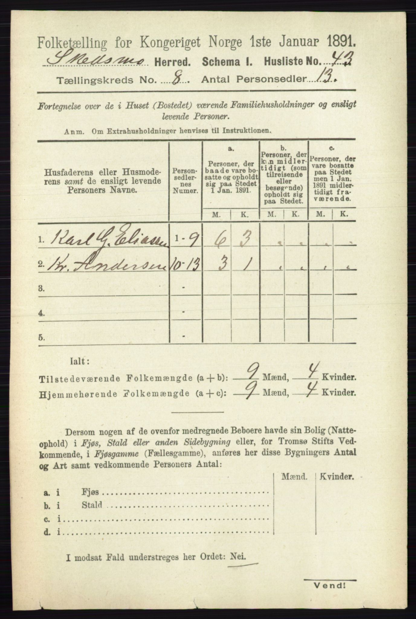 RA, 1891 census for 0231 Skedsmo, 1891, p. 3853