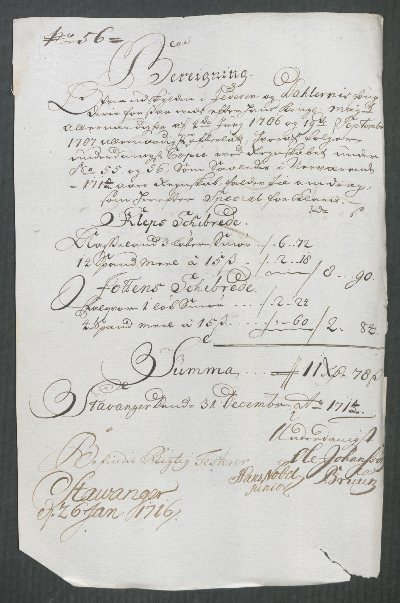 Rentekammeret inntil 1814, Reviderte regnskaper, Fogderegnskap, RA/EA-4092/R46/L2738: Fogderegnskap Jæren og Dalane, 1713-1714, p. 395