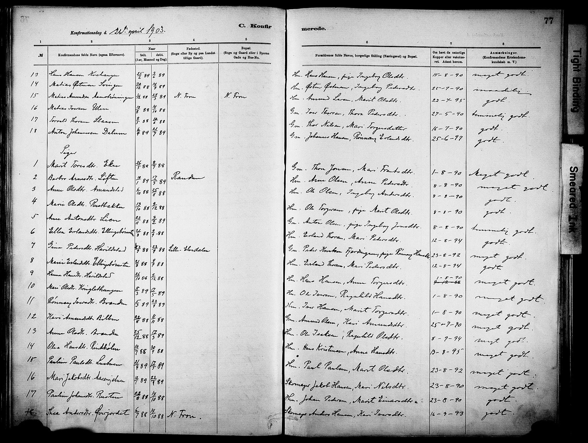 Vågå prestekontor, SAH/PREST-076/H/Ha/Haa/L0010: Parish register (official) no. 10, 1887-1904, p. 77