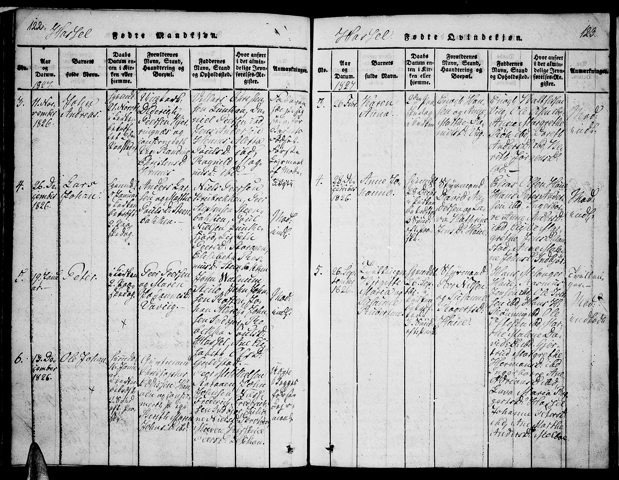 Ministerialprotokoller, klokkerbøker og fødselsregistre - Nordland, SAT/A-1459/888/L1237: Parish register (official) no. 888A05 /1, 1820-1836, p. 122-123