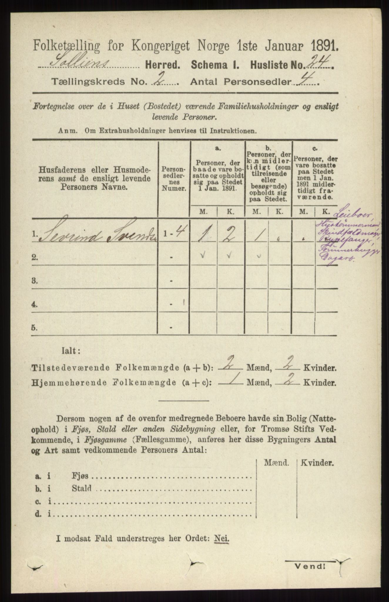 RA, 1891 census for 0431 Sollia, 1891, p. 380