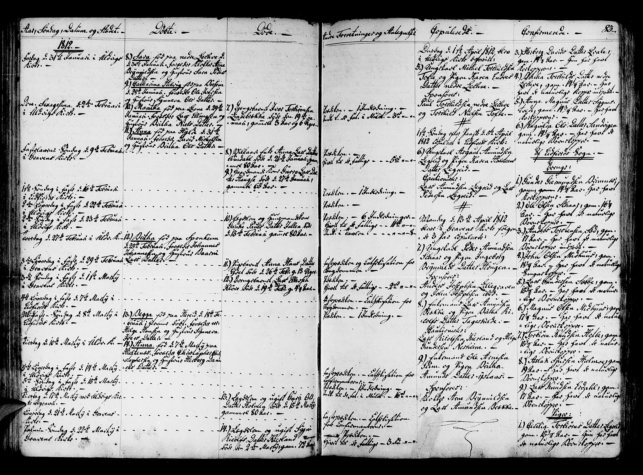 Ulvik sokneprestembete, SAB/A-78801/H/Haa: Parish register (official) no. A 11, 1793-1838, p. 83