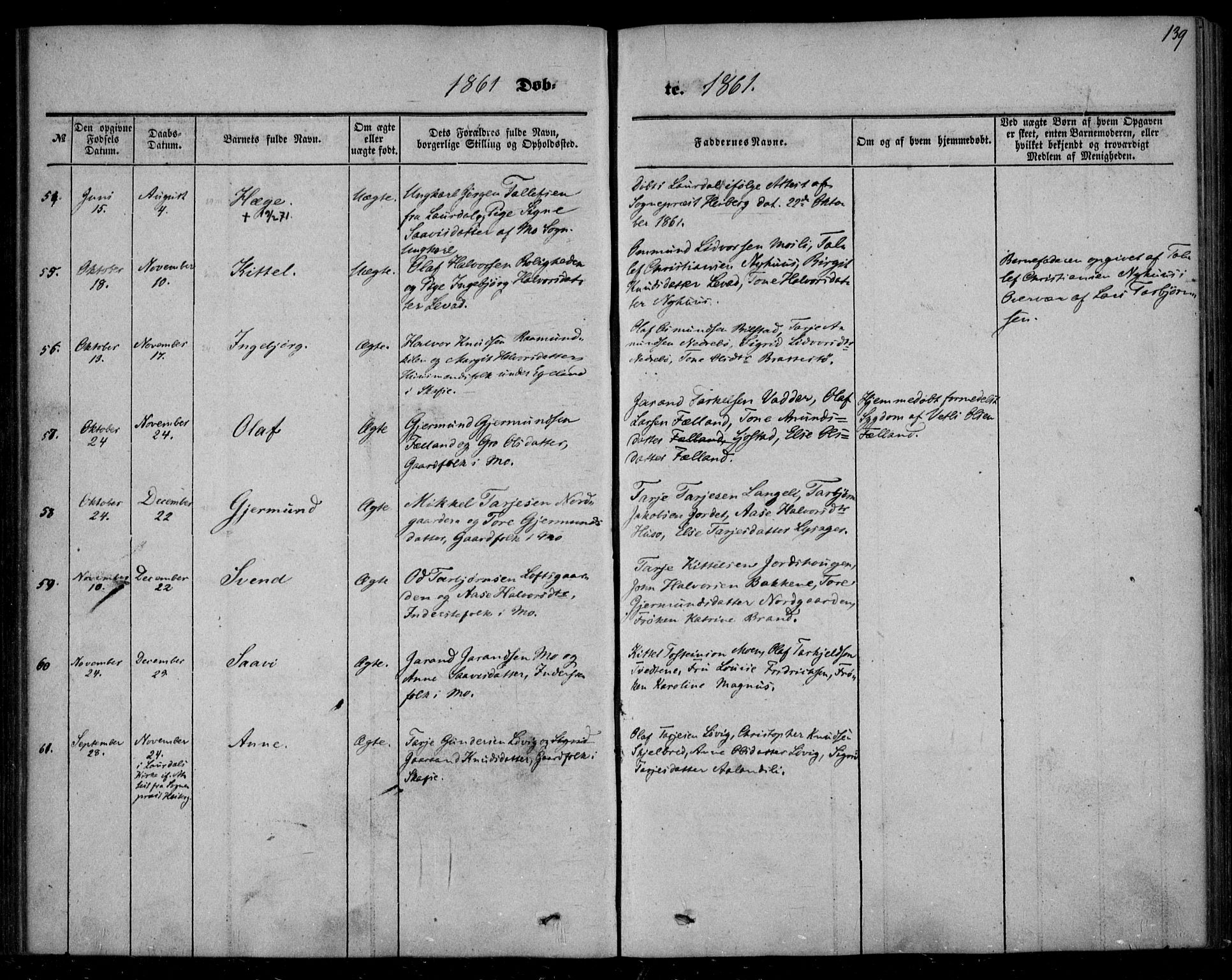 Mo kirkebøker, SAKO/A-286/F/Fa/L0005: Parish register (official) no. I 5, 1844-1864, p. 139