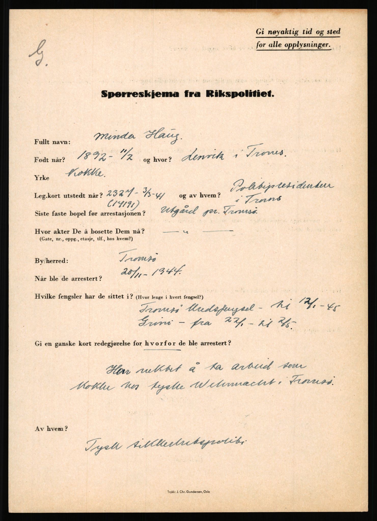 Rikspolitisjefen, AV/RA-S-1560/L/L0006: Hansen, Adolf Boye - Hemstad, Gunnar, 1940-1945, p. 683