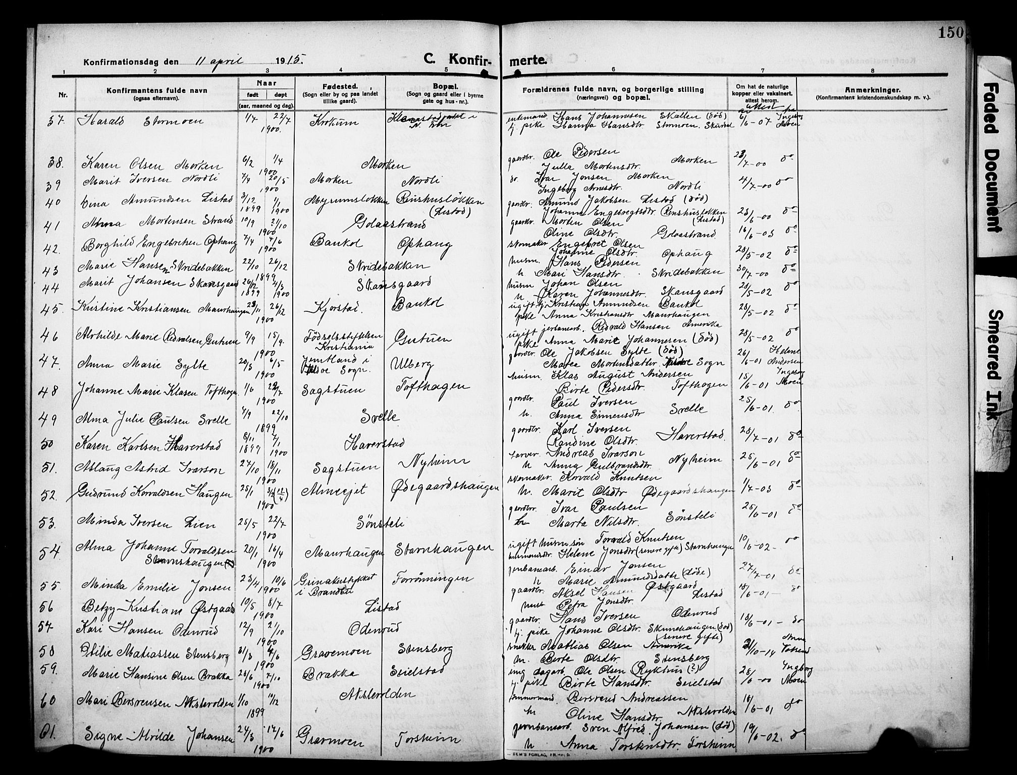 Sør-Fron prestekontor, AV/SAH-PREST-010/H/Ha/Hab/L0005: Parish register (copy) no. 5, 1912-1930, p. 150
