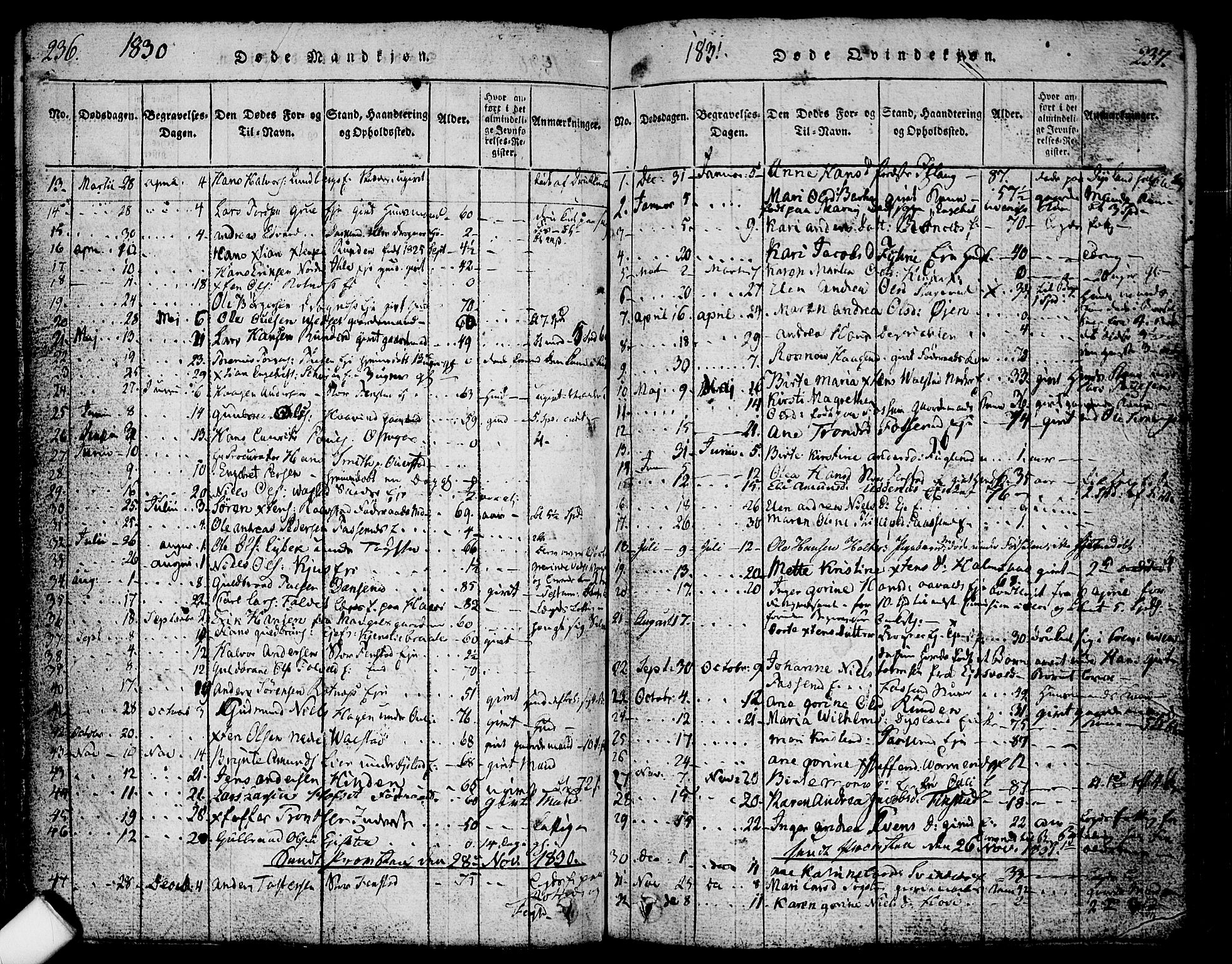 Nes prestekontor Kirkebøker, AV/SAO-A-10410/F/Fa/L0005: Parish register (official) no. I 5, 1815-1835, p. 236-237