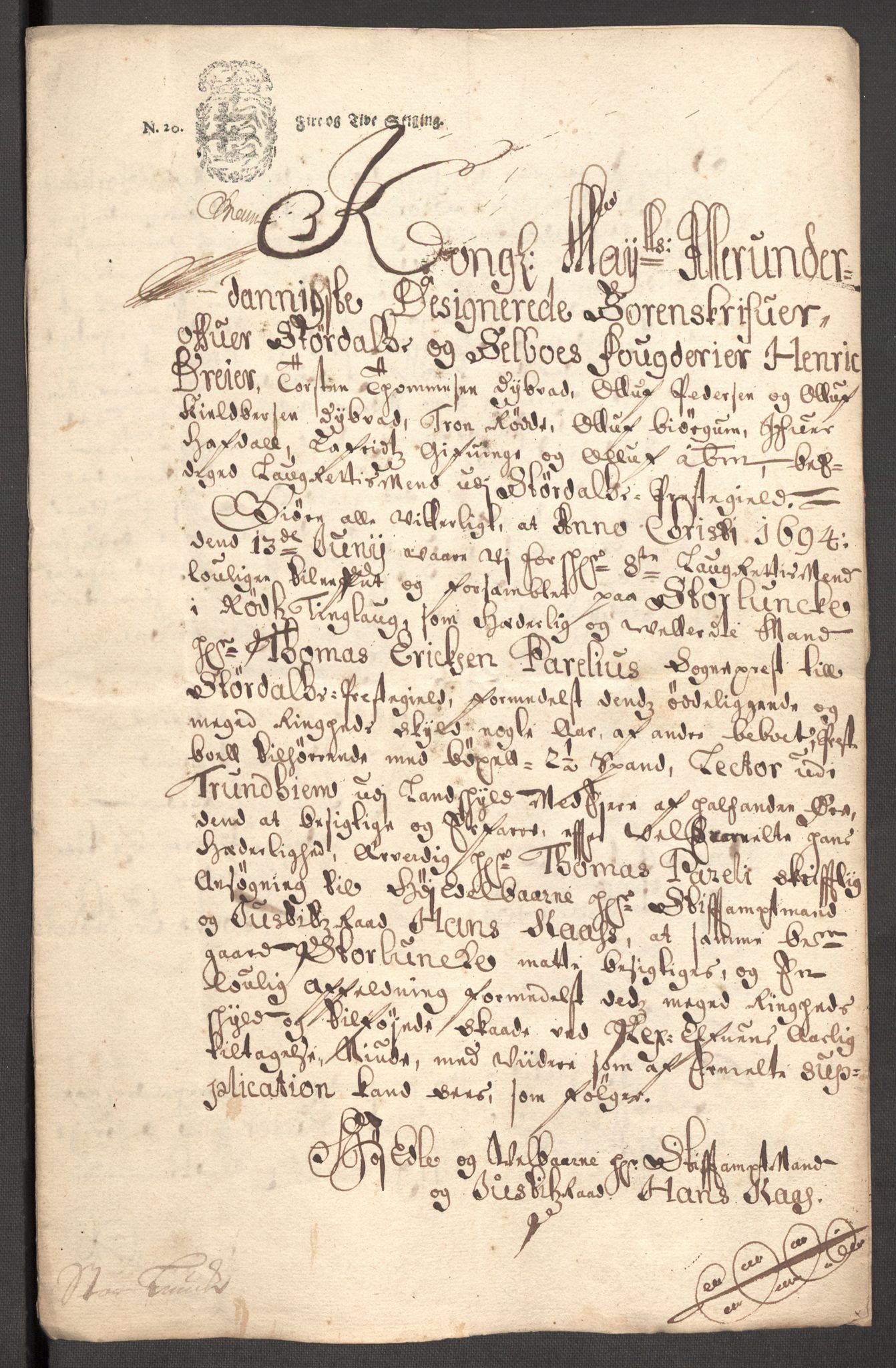 Rentekammeret inntil 1814, Reviderte regnskaper, Fogderegnskap, RA/EA-4092/R62/L4189: Fogderegnskap Stjørdal og Verdal, 1697, p. 161