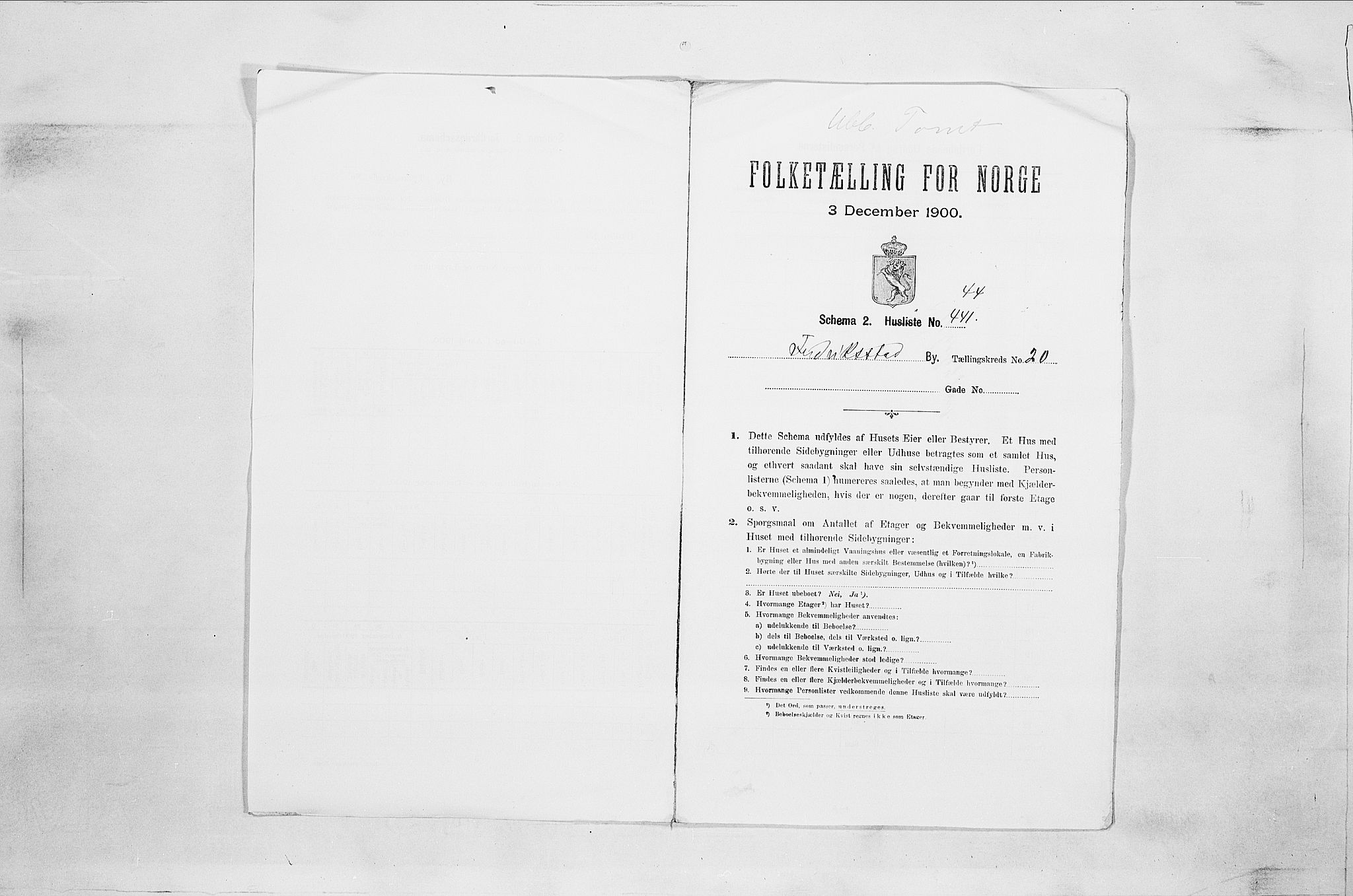 SAO, 1900 census for Fredrikstad, 1900