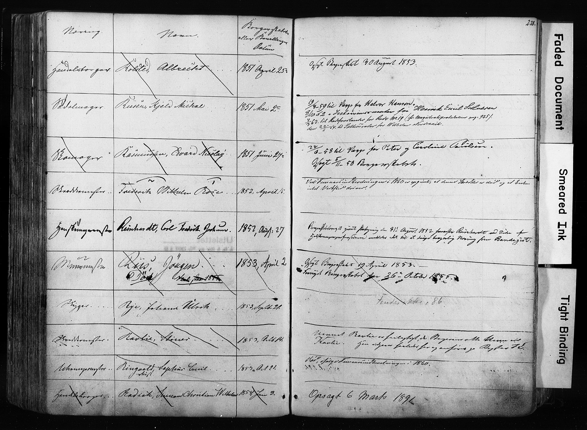 Kristiania magistrat, AV/SAO-A-10711/F/Fb/L0003: Borgerrulle, 1842-1860, p. 233