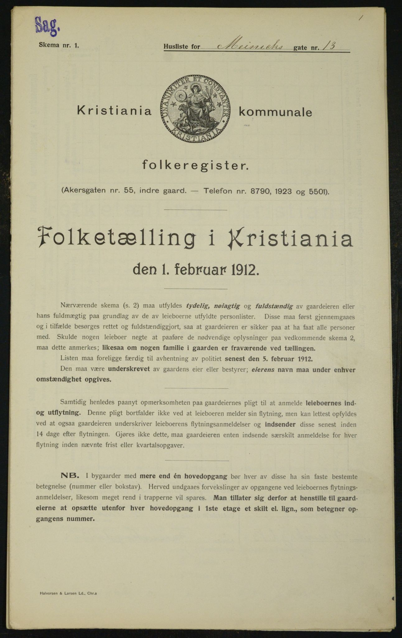 OBA, Municipal Census 1912 for Kristiania, 1912, p. 65428