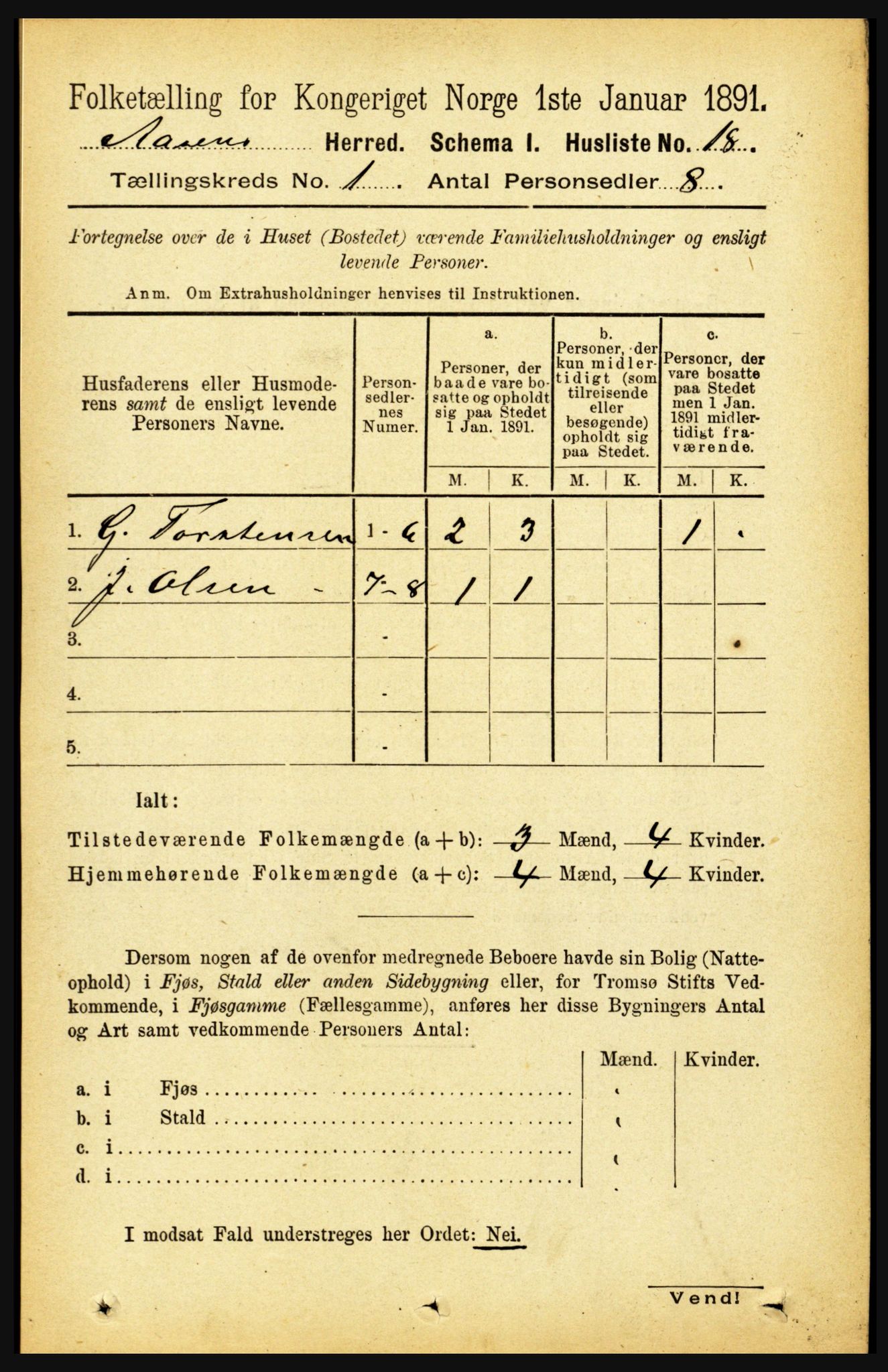 RA, 1891 census for 1716 Åsen, 1891, p. 34