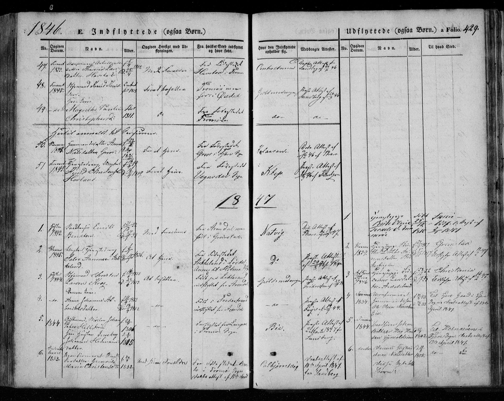Øyestad sokneprestkontor, SAK/1111-0049/F/Fa/L0014: Parish register (official) no. A 14, 1843-1856, p. 429