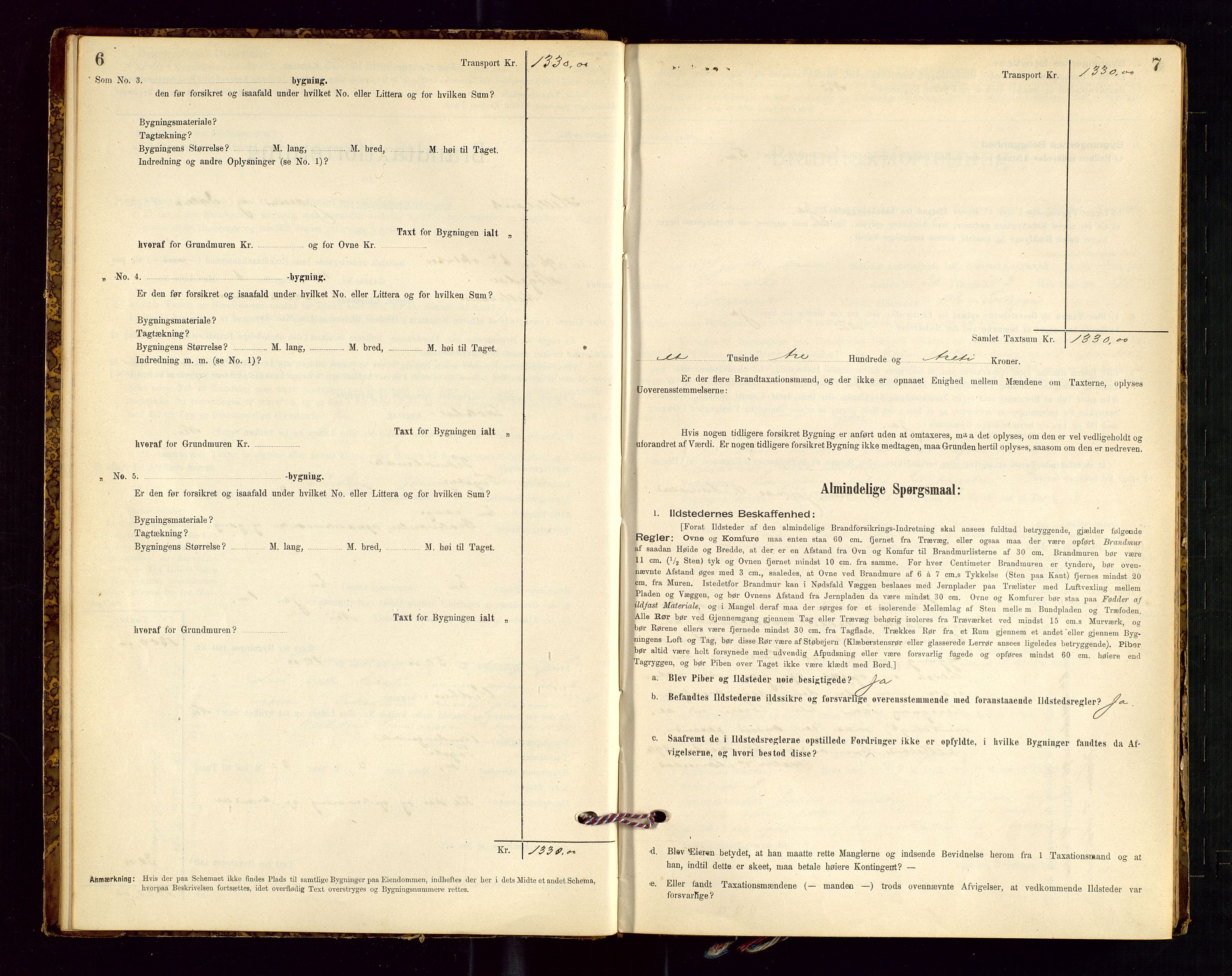 Helleland lensmannskontor, SAST/A-100209/Gob/L0001: "Brandtaxationsprotokol", 1896-1919, p. 6-7