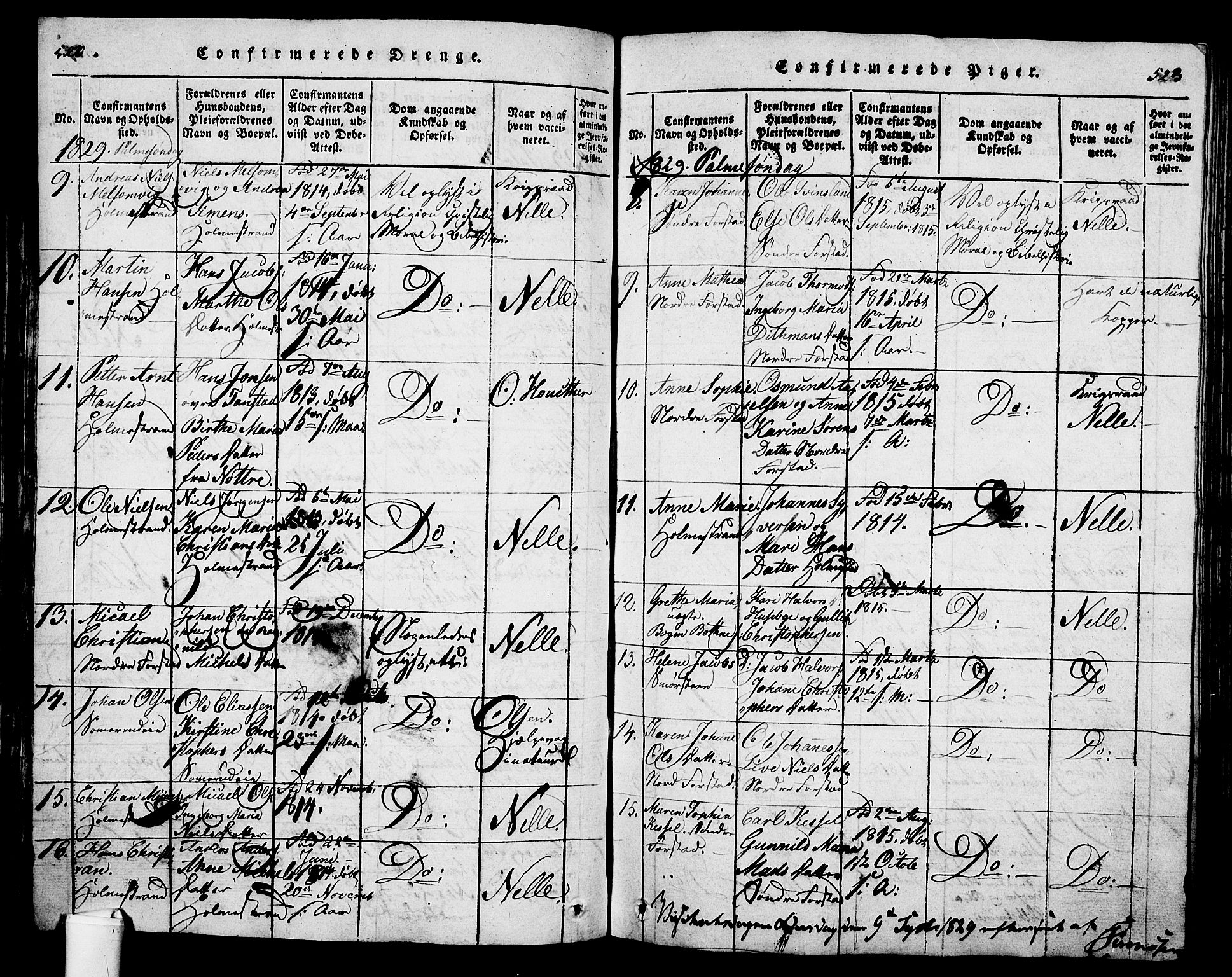 Holmestrand kirkebøker, SAKO/A-346/G/Ga/L0001: Parish register (copy) no. 1, 1814-1848, p. 522-523