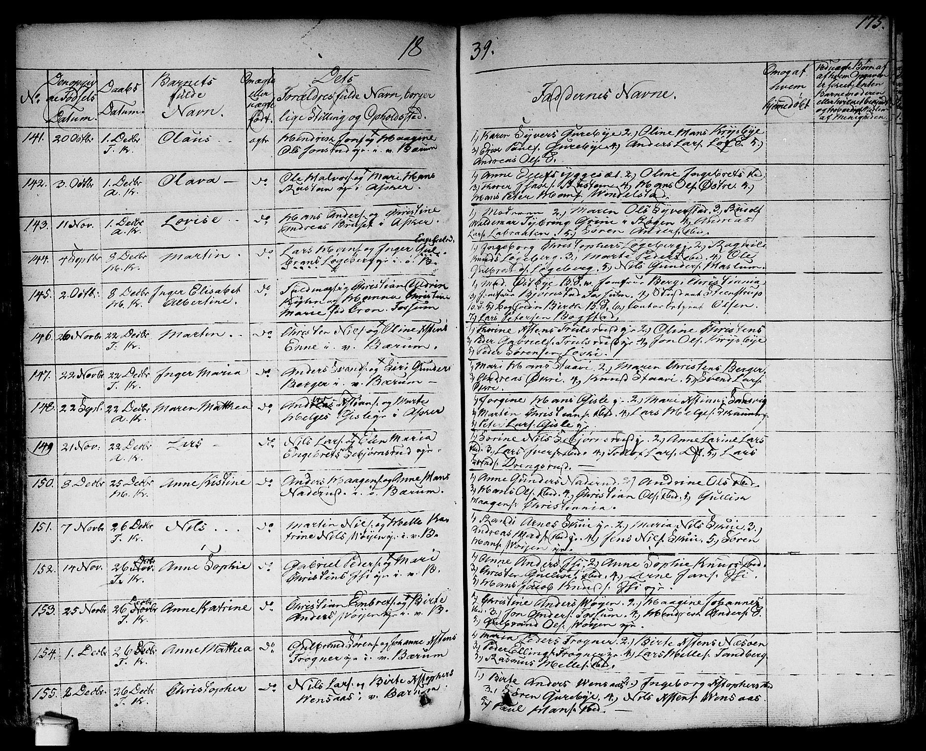 Asker prestekontor Kirkebøker, SAO/A-10256a/F/Fa/L0007: Parish register (official) no. I 7, 1825-1864, p. 175