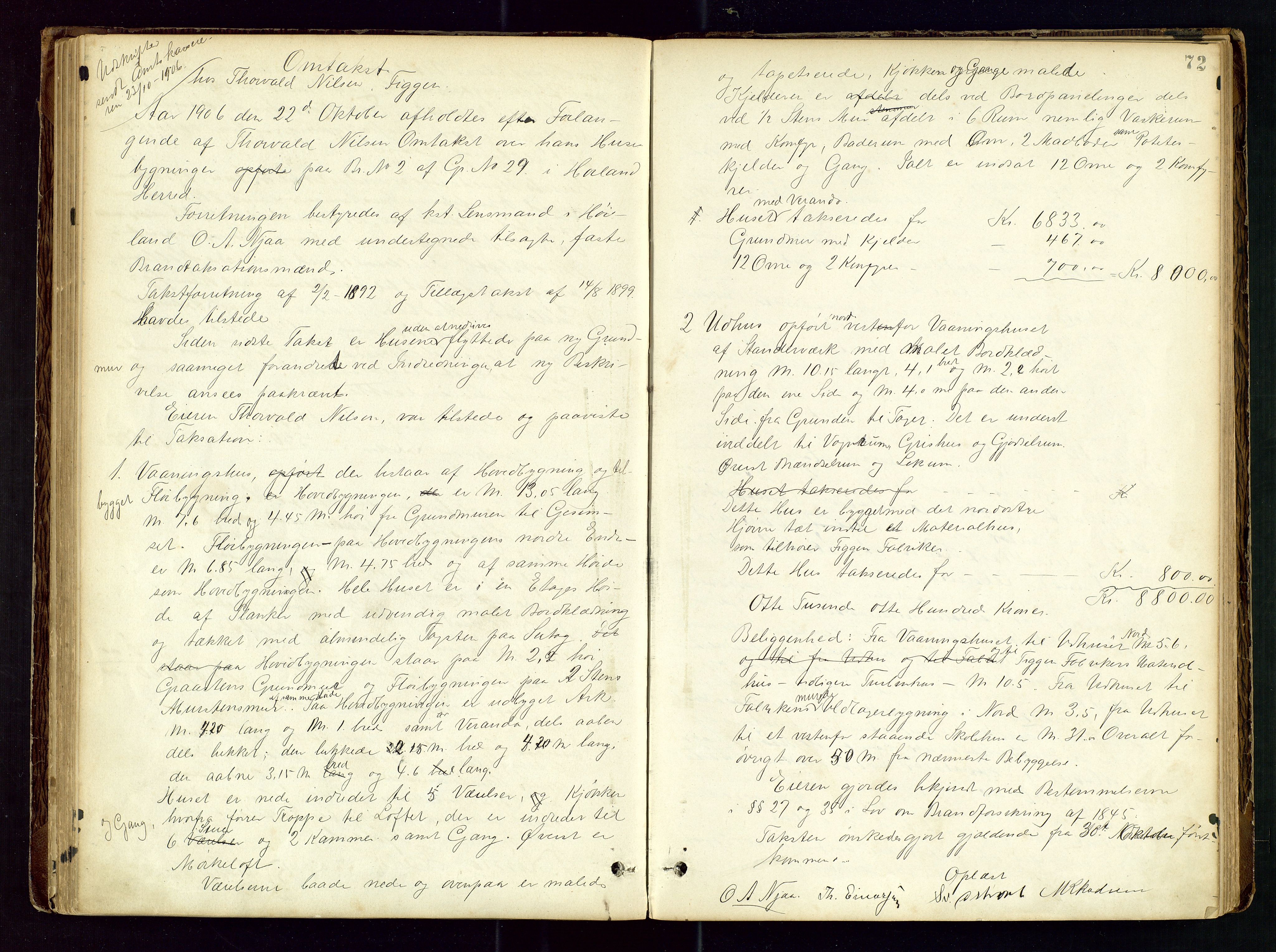 Høyland/Sandnes lensmannskontor, AV/SAST-A-100166/Goa/L0002: "Brandtaxtprotokol for Landafdelingen i Høiland", 1880-1917, p. 71b-72a