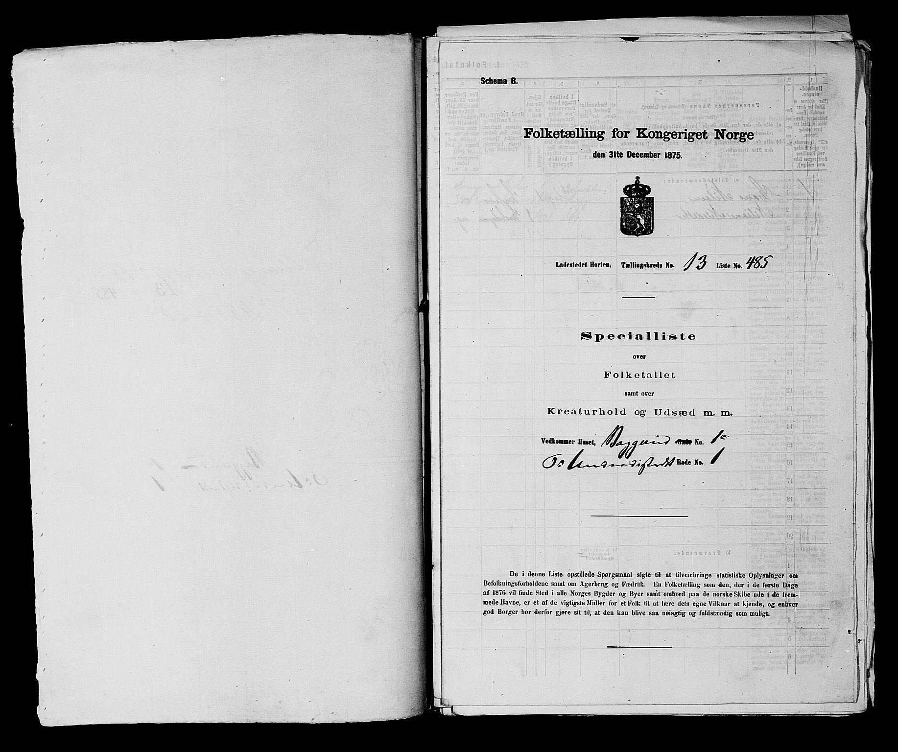 SAKO, 1875 census for 0703P Horten, 1875, p. 1088