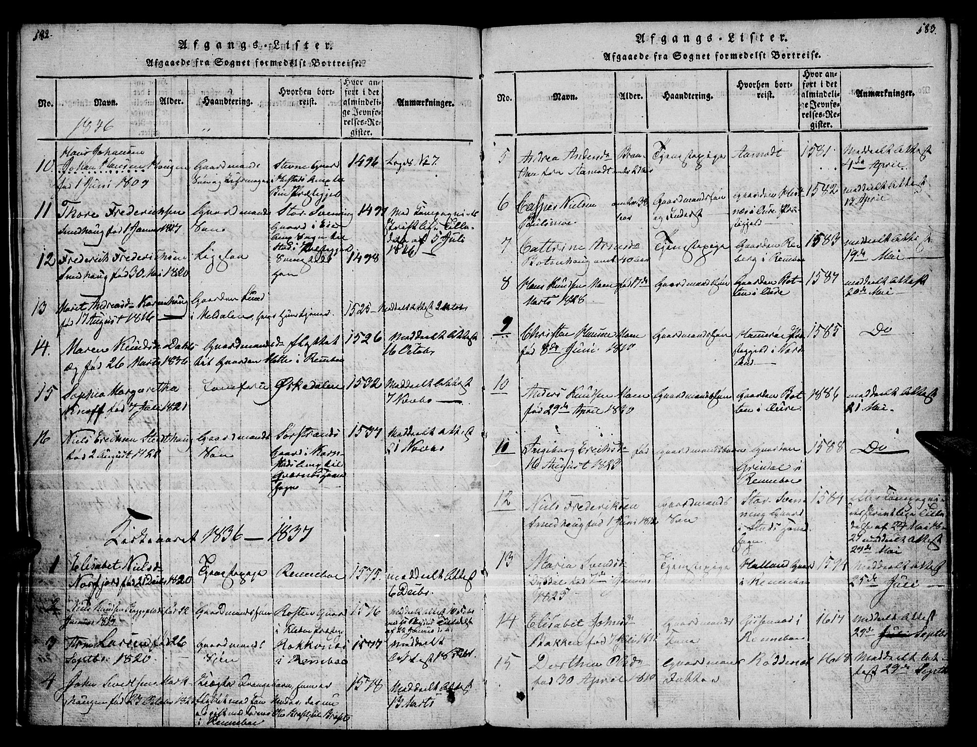 Kvikne prestekontor, AV/SAH-PREST-064/H/Ha/Haa/L0004: Parish register (official) no. 4, 1815-1840, p. 582-583