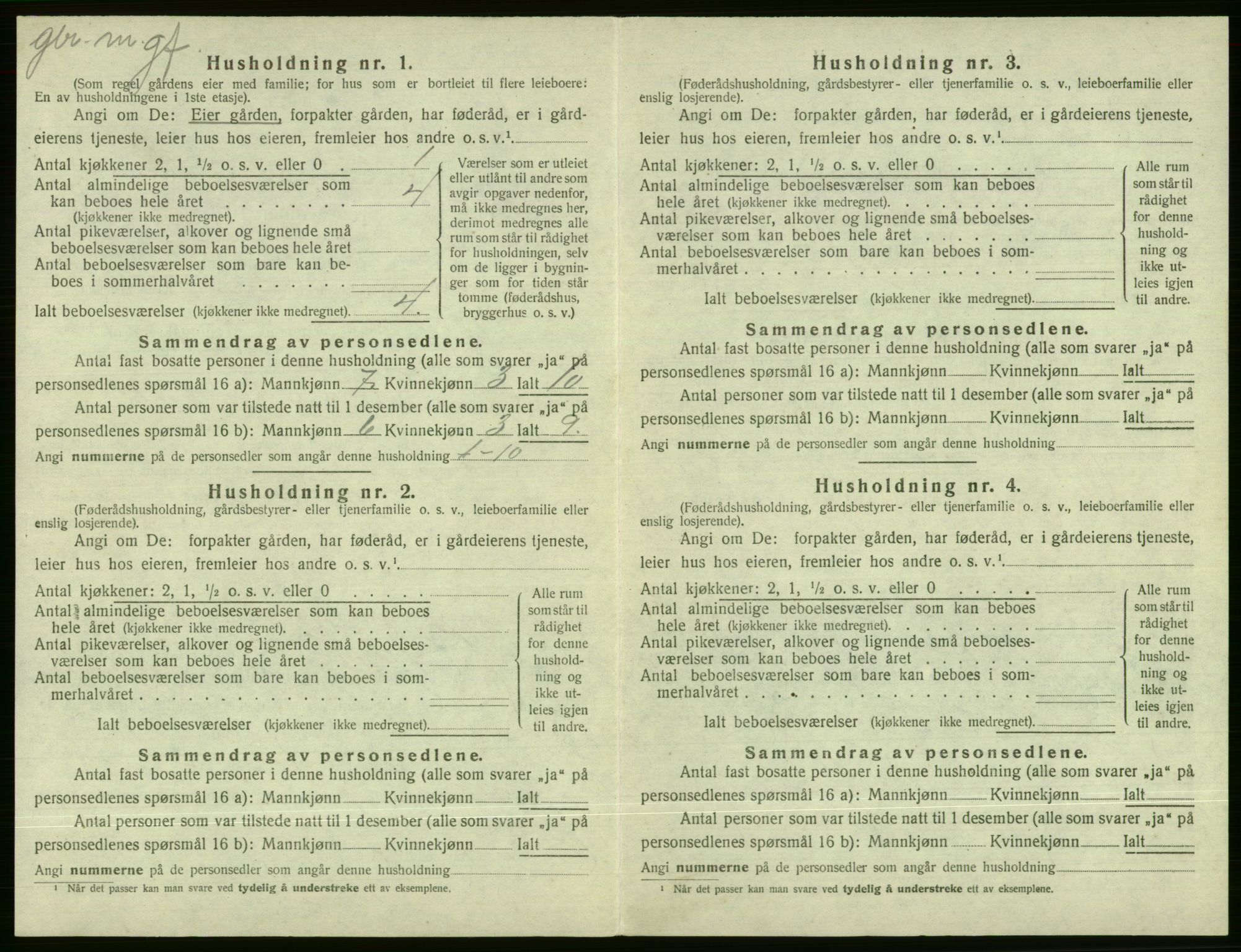 SAB, 1920 census for Evanger, 1920, p. 574