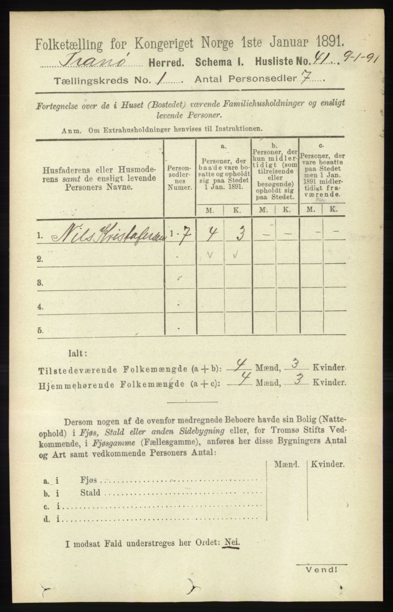 RA, 1891 census for 1927 Tranøy, 1891, p. 56