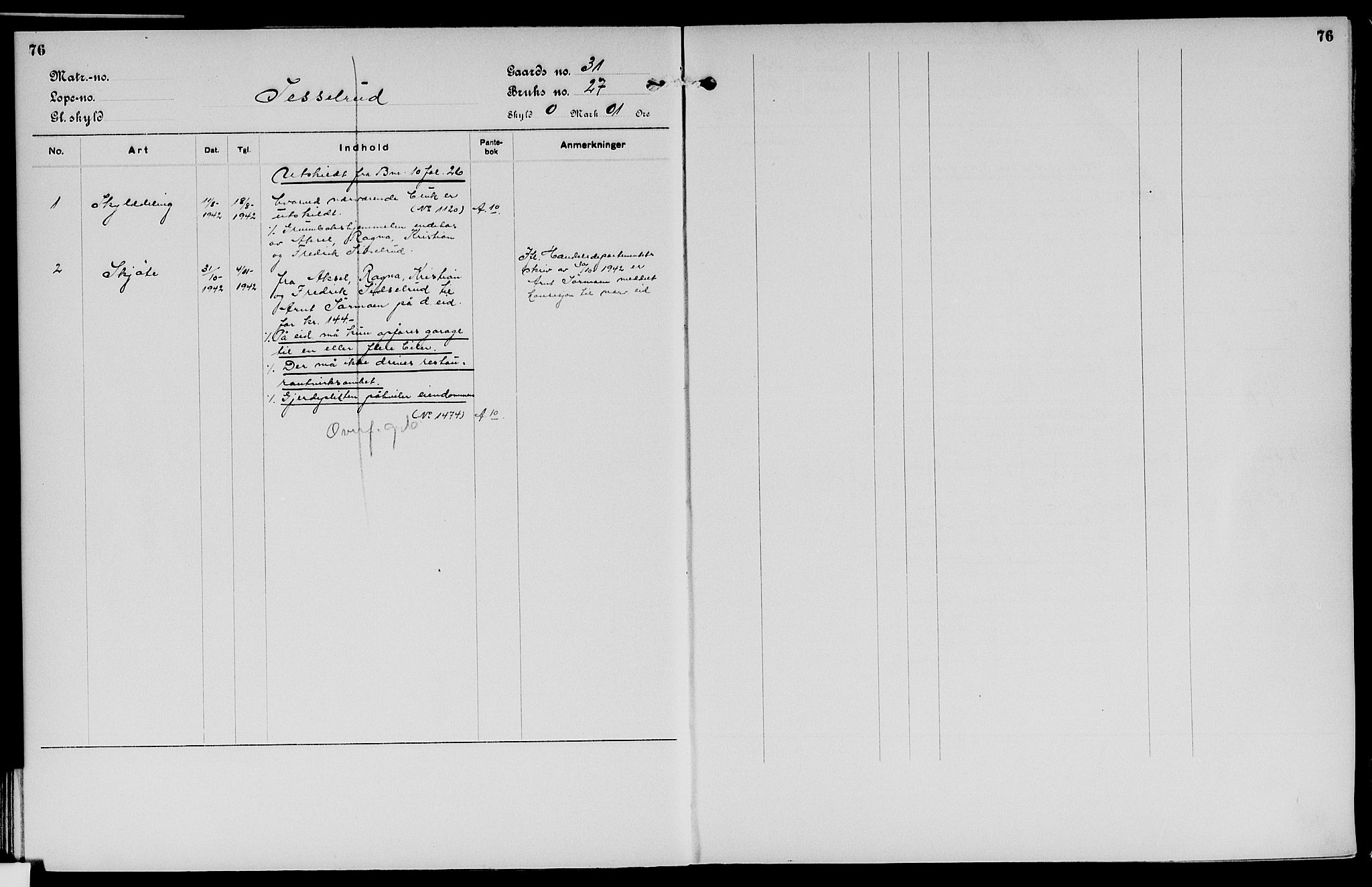 Vinger og Odal sorenskriveri, SAH/TING-022/H/Ha/Hac/Hacc/L0006: Mortgage register no. 3.6, 1923, p. 76