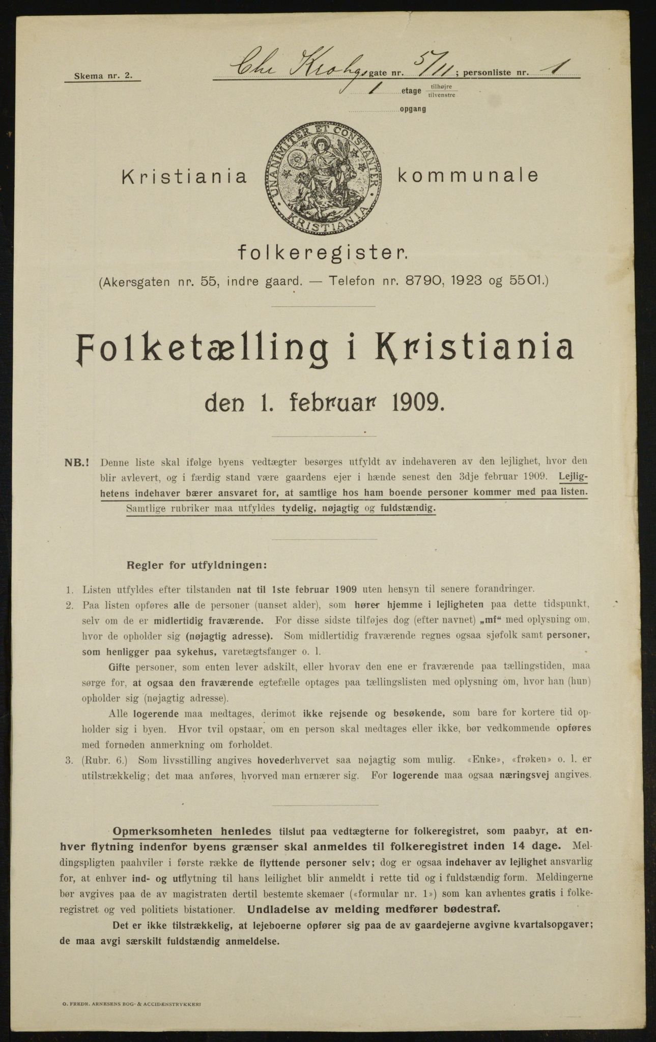 OBA, Municipal Census 1909 for Kristiania, 1909, p. 10598