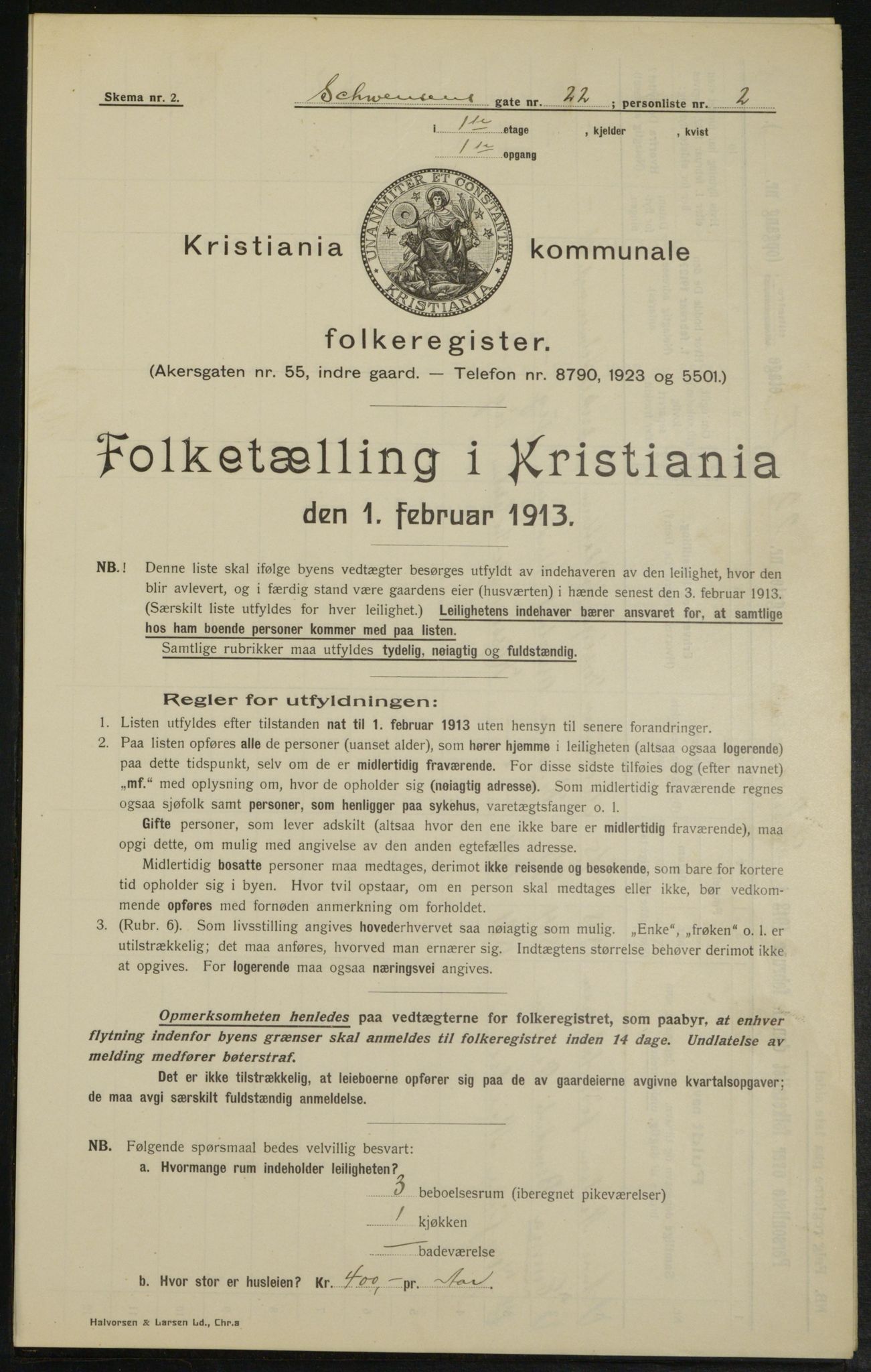 OBA, Municipal Census 1913 for Kristiania, 1913, p. 92900