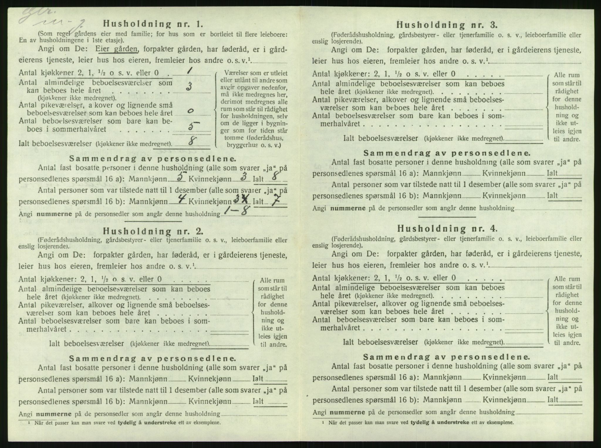 SAT, 1920 census for Nesna, 1920, p. 942