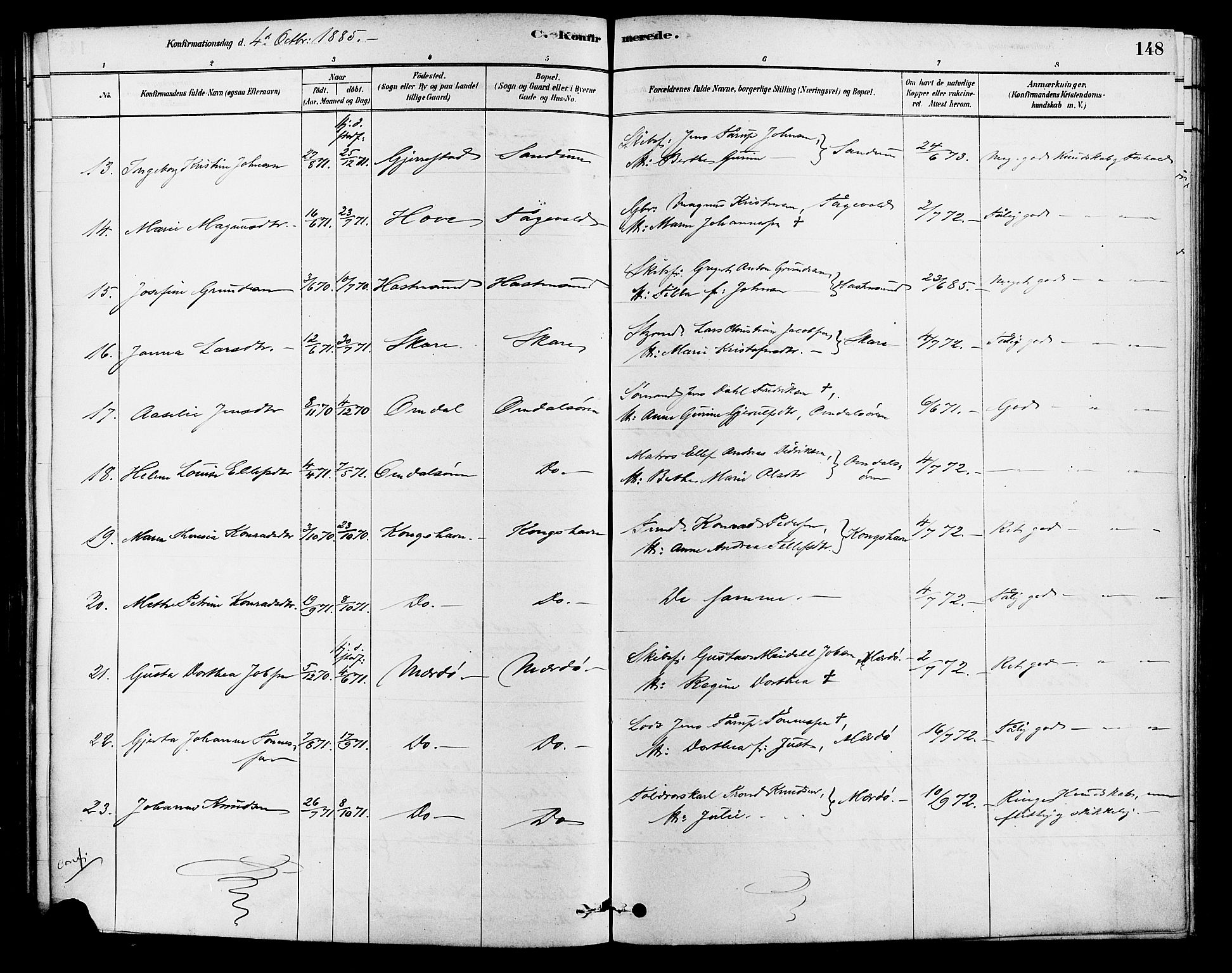 Tromøy sokneprestkontor, AV/SAK-1111-0041/F/Fa/L0009: Parish register (official) no. A 9, 1878-1896, p. 148