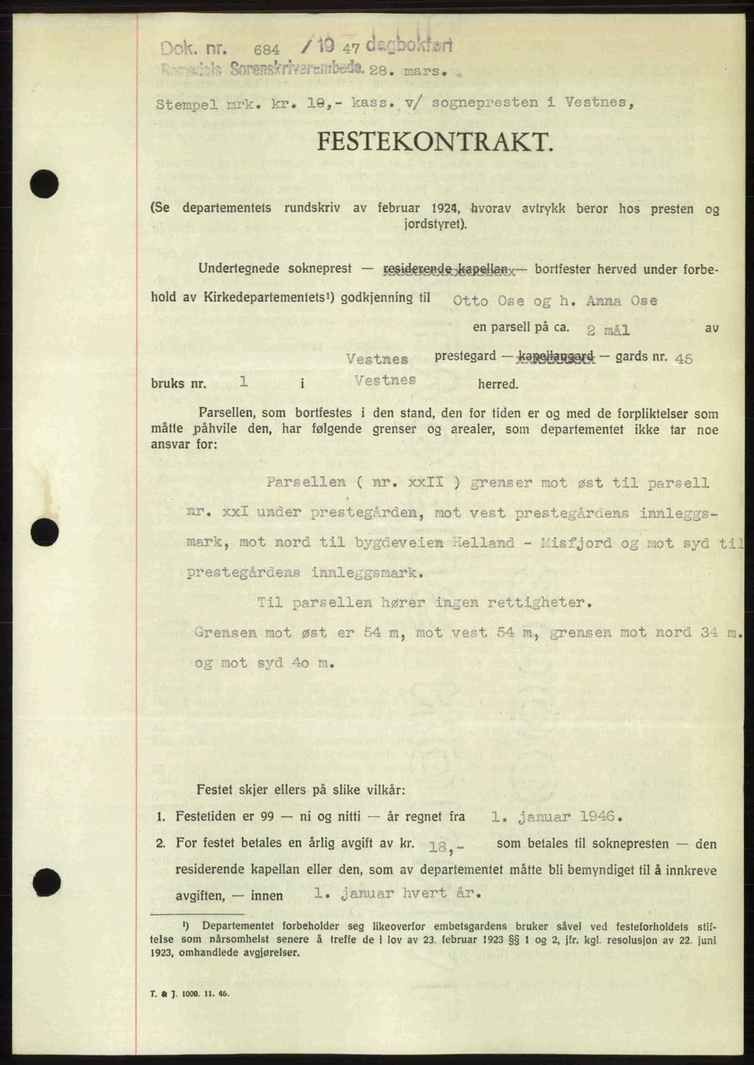 Romsdal sorenskriveri, SAT/A-4149/1/2/2C: Mortgage book no. A22, 1947-1947, Diary no: : 684/1947