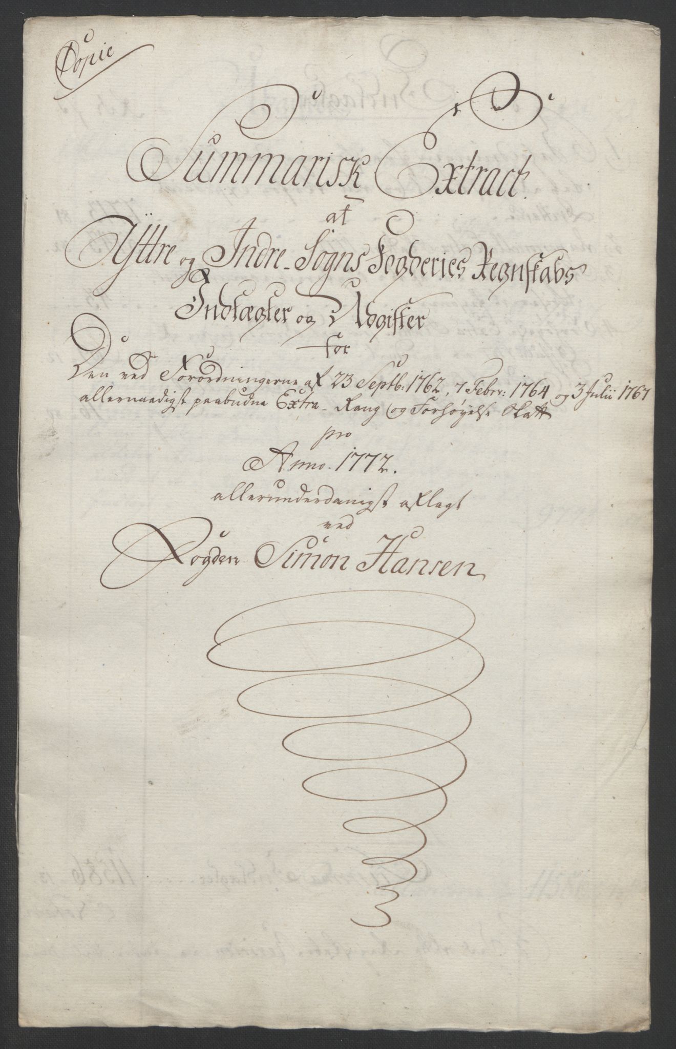 Rentekammeret inntil 1814, Realistisk ordnet avdeling, AV/RA-EA-4070/Ol/L0018: [Gg 10]: Ekstraskatten, 23.09.1762. Sogn, 1762-1772, p. 364