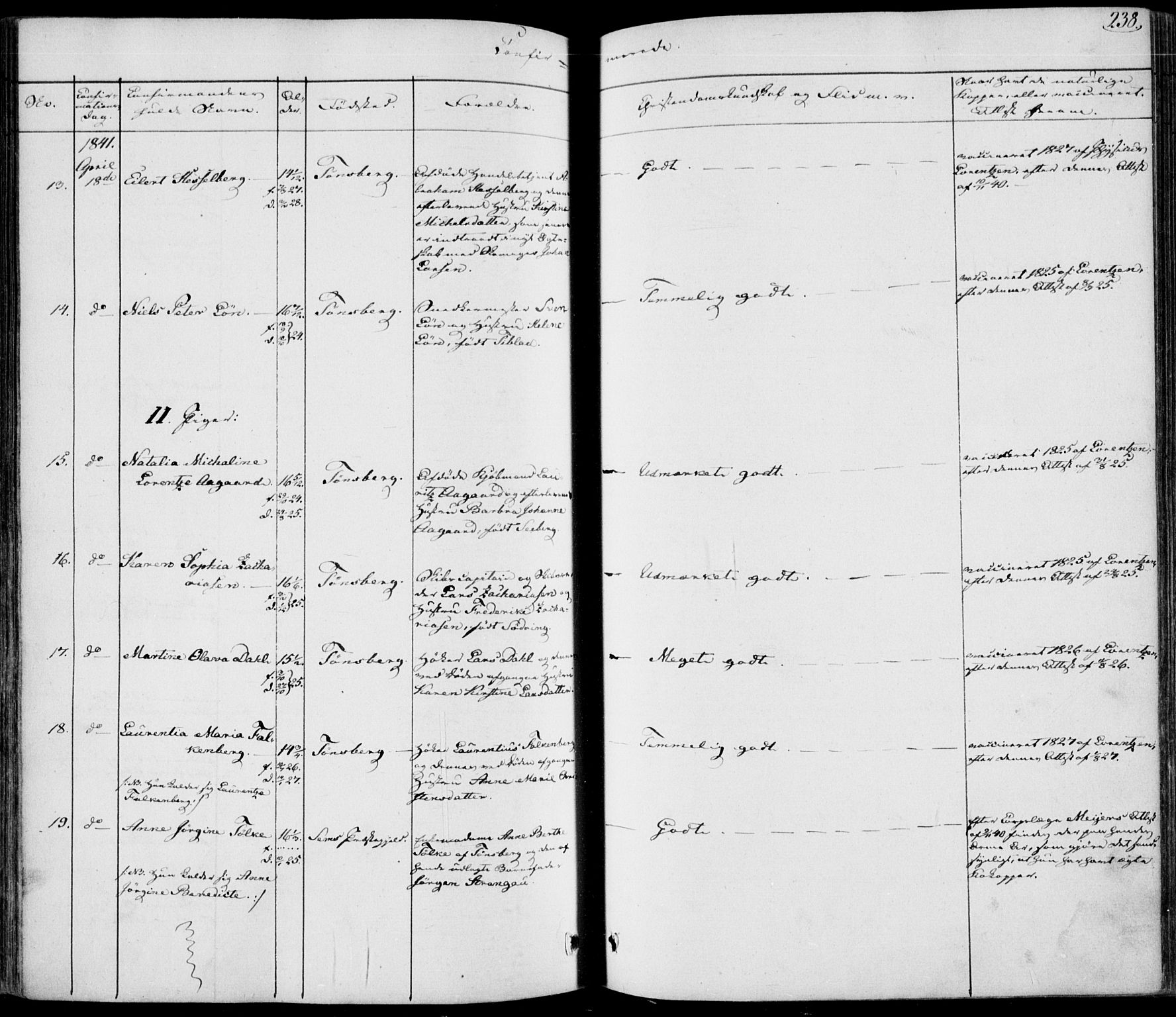 Tønsberg kirkebøker, AV/SAKO-A-330/F/Fa/L0006: Parish register (official) no. I 6, 1836-1844, p. 238