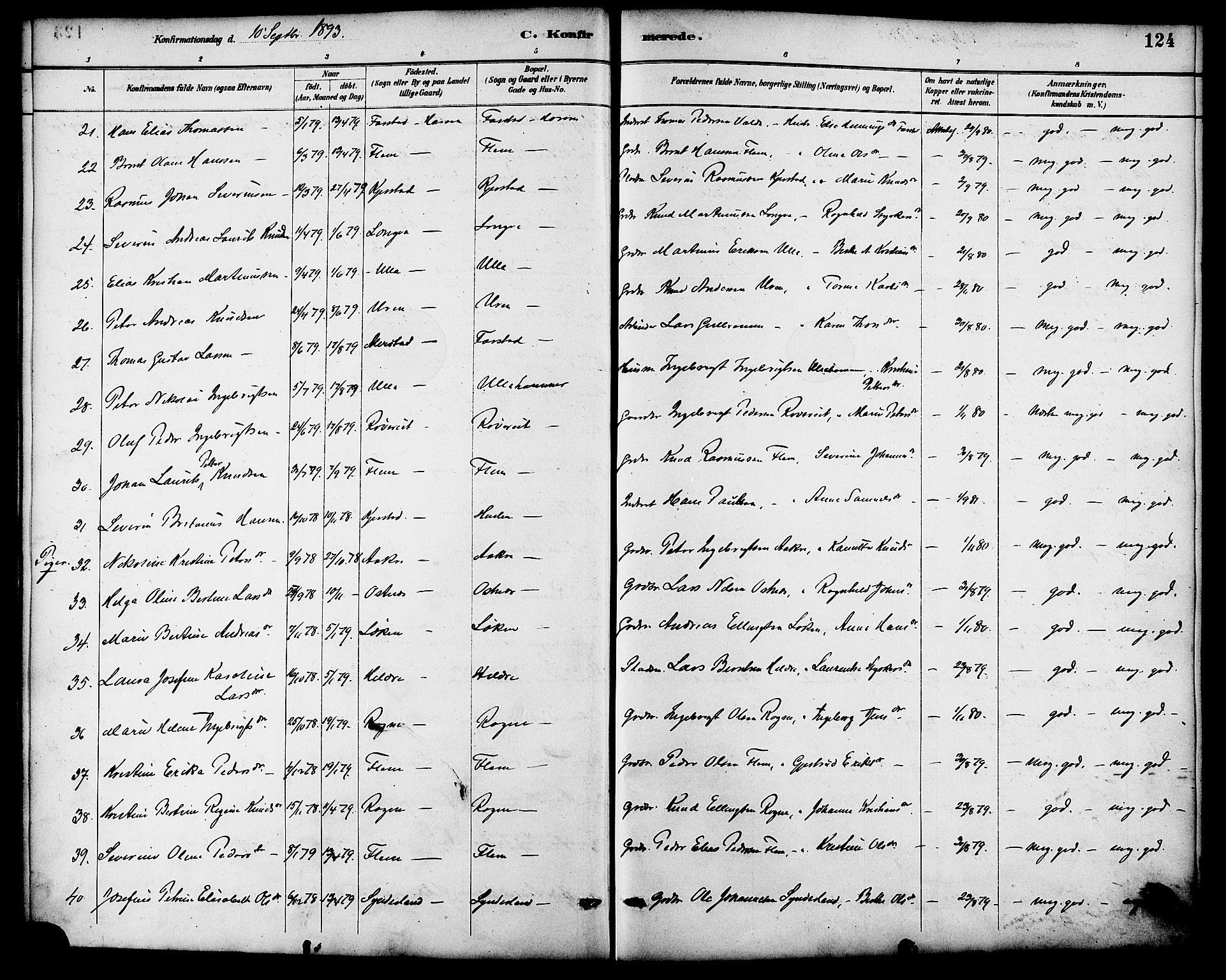 Ministerialprotokoller, klokkerbøker og fødselsregistre - Møre og Romsdal, AV/SAT-A-1454/536/L0501: Parish register (official) no. 536A10, 1884-1896, p. 124