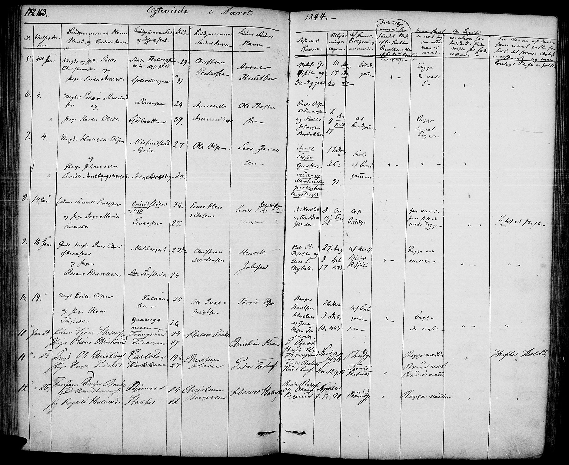 Hof prestekontor, SAH/PREST-038/H/Ha/Haa/L0007: Parish register (official) no. 7, 1841-1848, p. 163