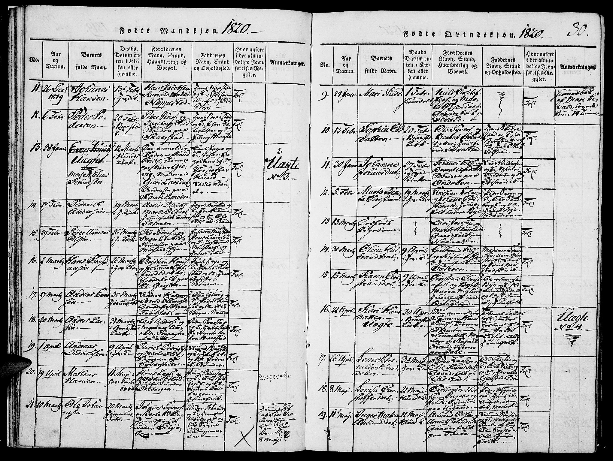 Vardal prestekontor, SAH/PREST-100/H/Ha/Haa/L0004: Parish register (official) no. 4, 1814-1831, p. 30