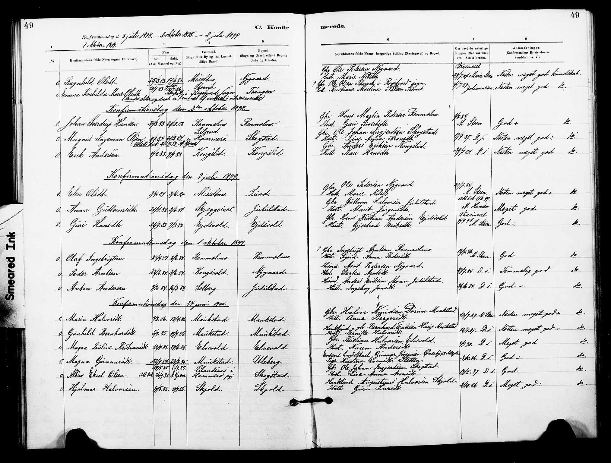 Målselv sokneprestembete, AV/SATØ-S-1311/G/Ga/Gaa/L0006kirke: Parish register (official) no. 6, 1884-1902, p. 49